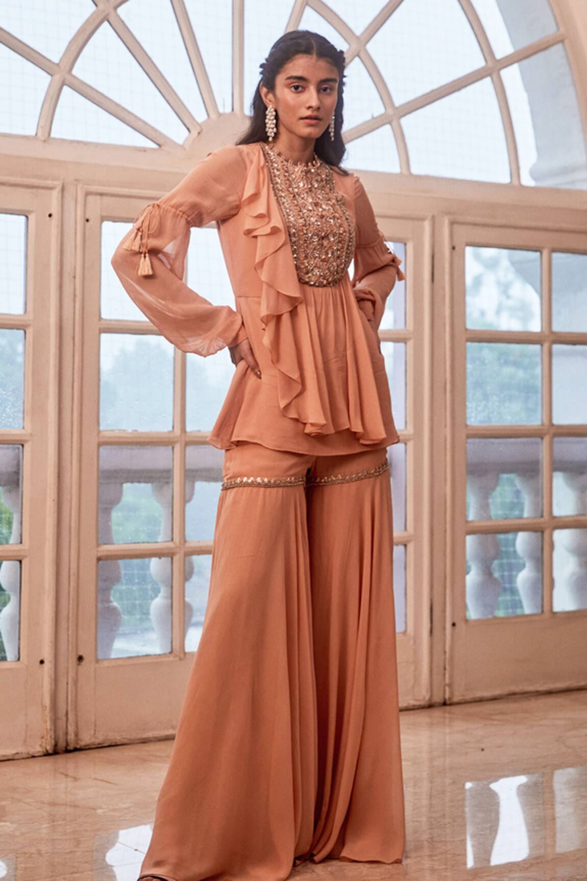 Label Sanya Gulati Embroidered Top & Sharara Set