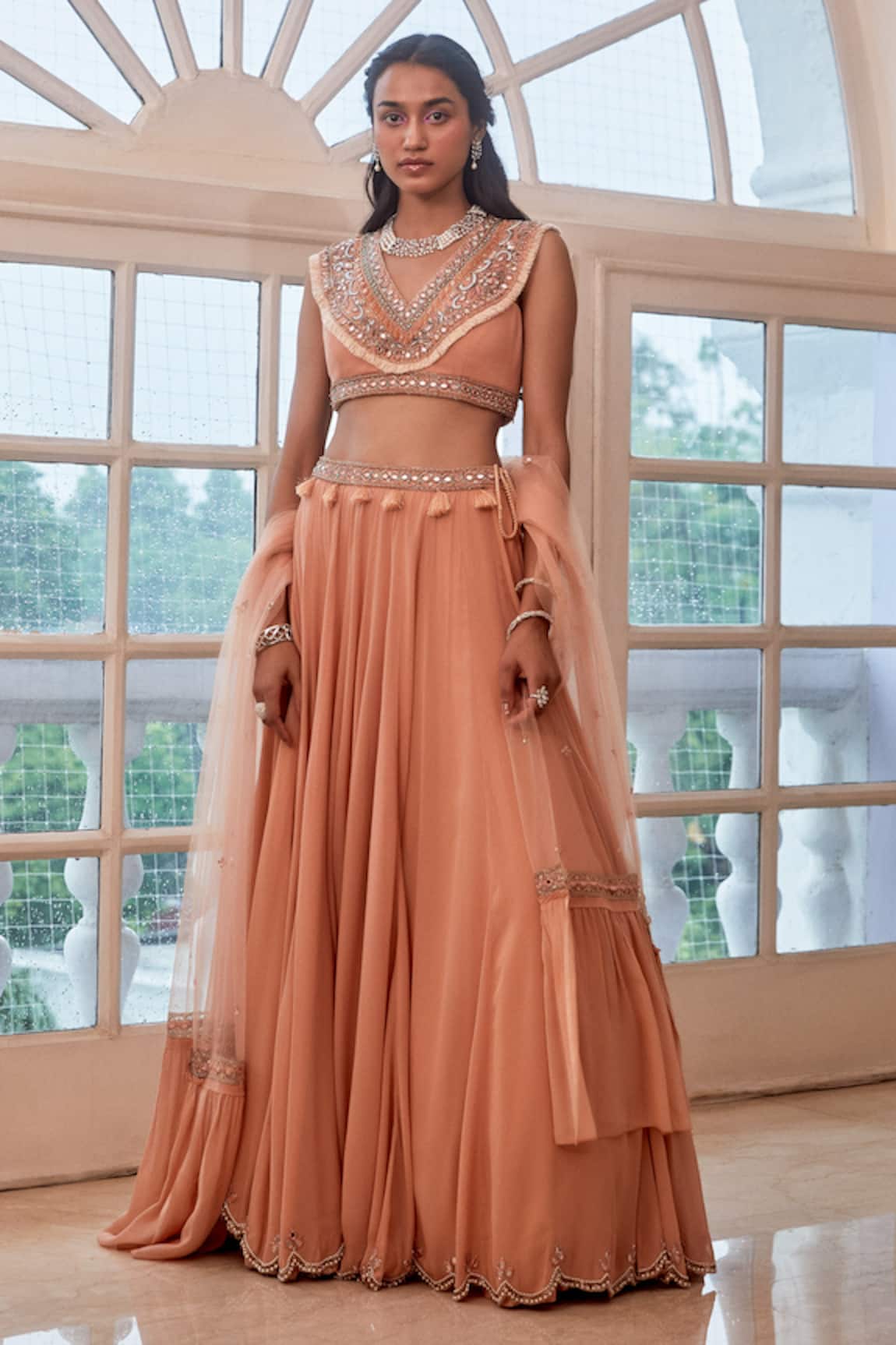 Label Sanya Gulati Embroidered Blouse & Lehenga Set