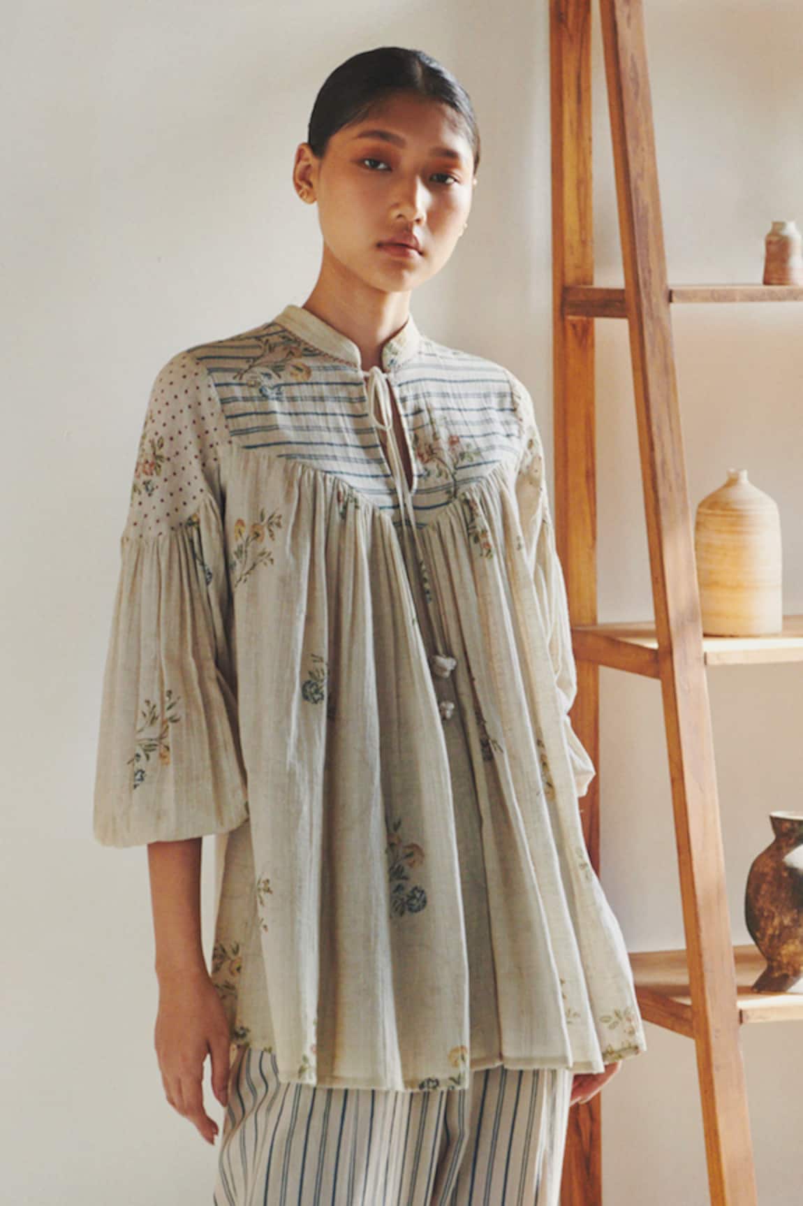 Cord Cotton Printed Top