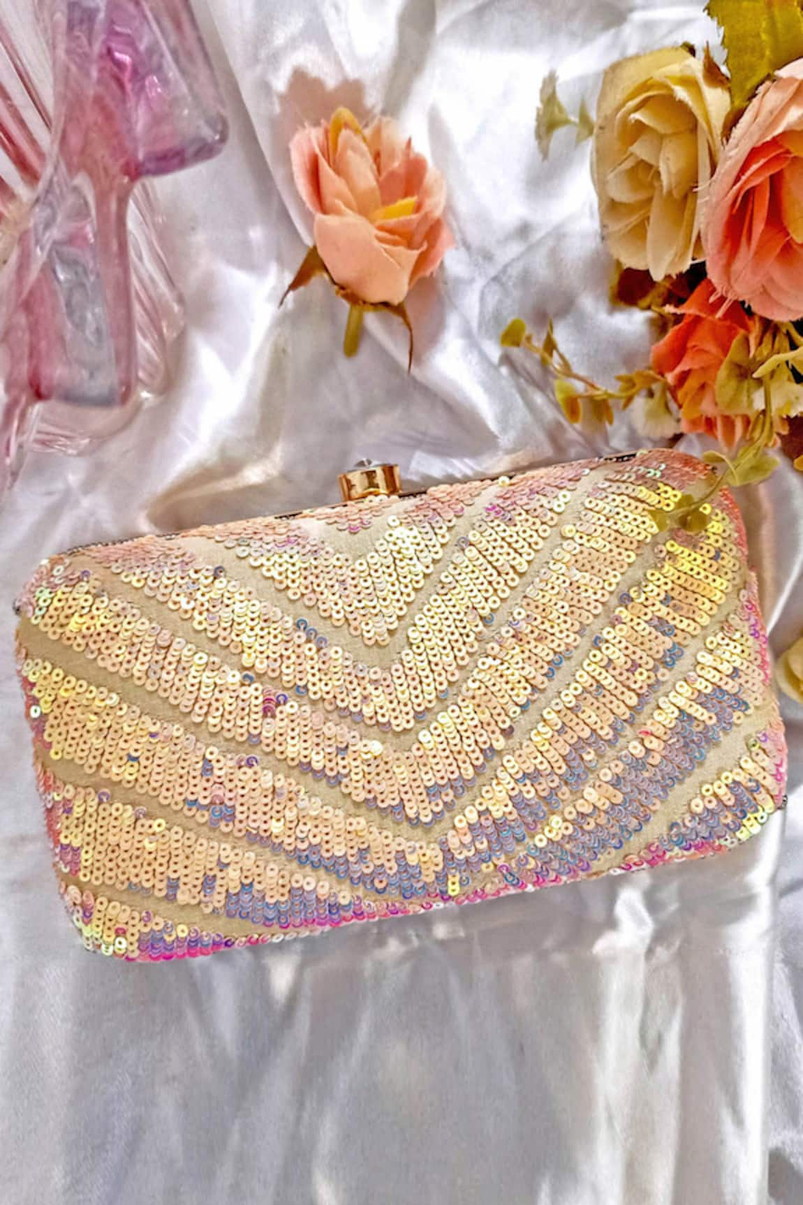 A Clutch Story Silk Sequin Clutch with Sling