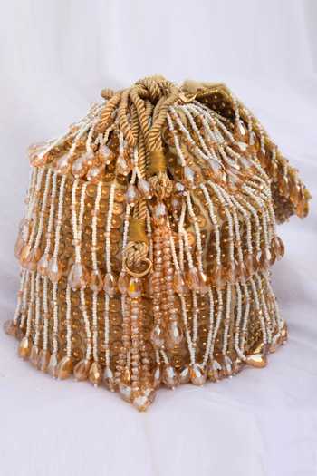 Eena Gold Embroidered Potli Bag 