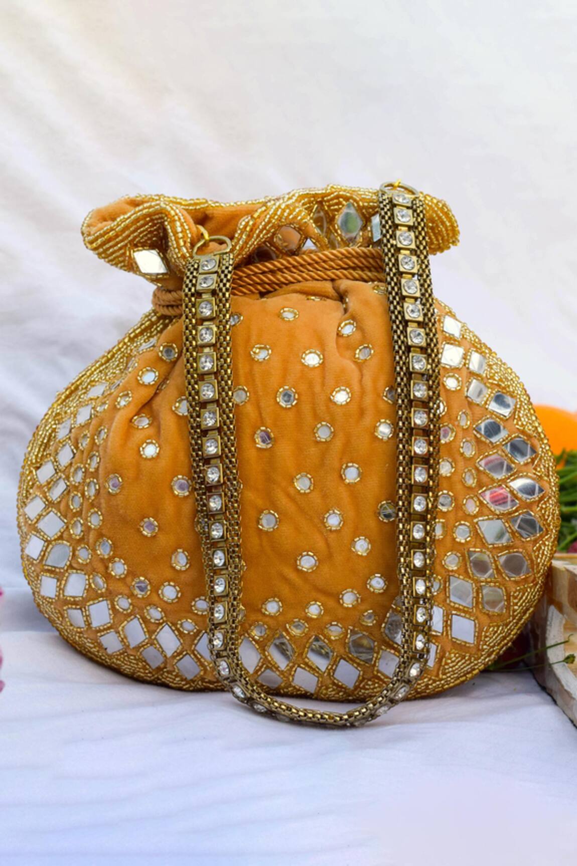 Eena Satara Velvet Potli Bag