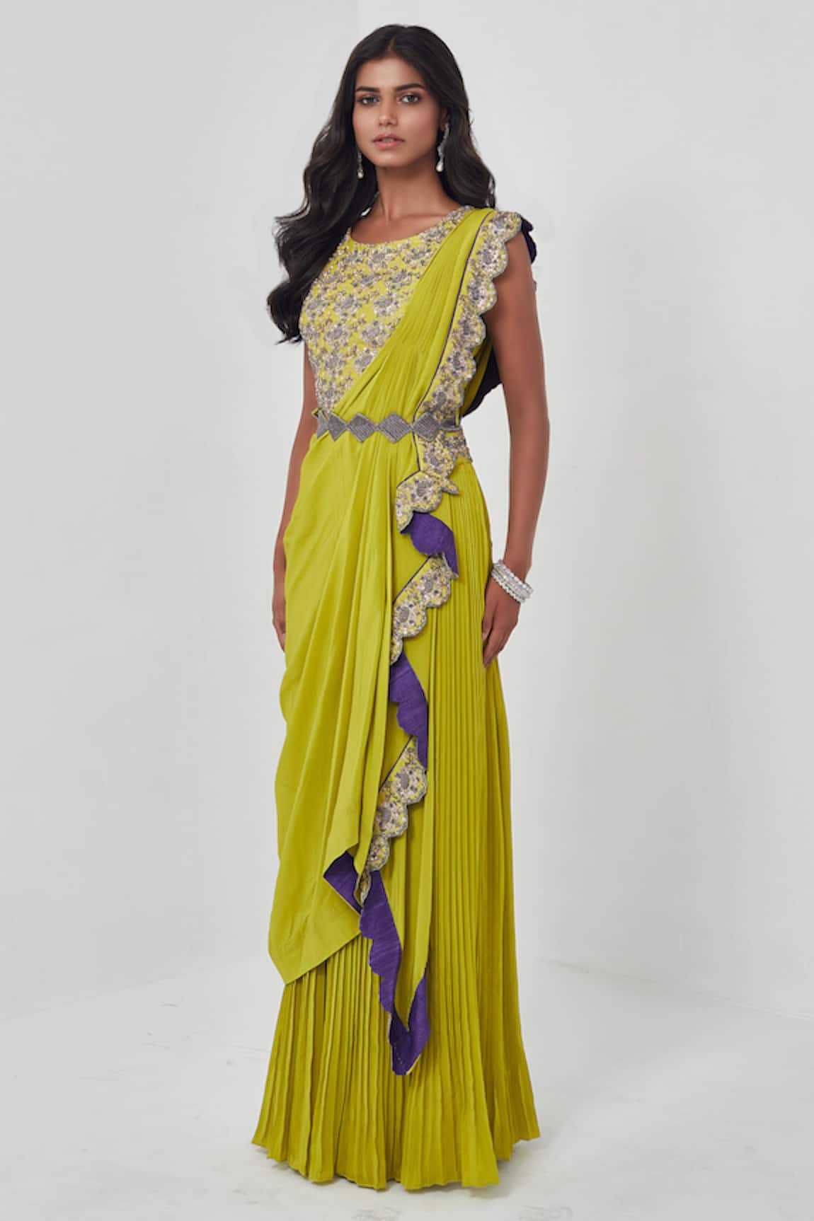 Rishi And Soujit Pre-Draped Saree with Blouse 