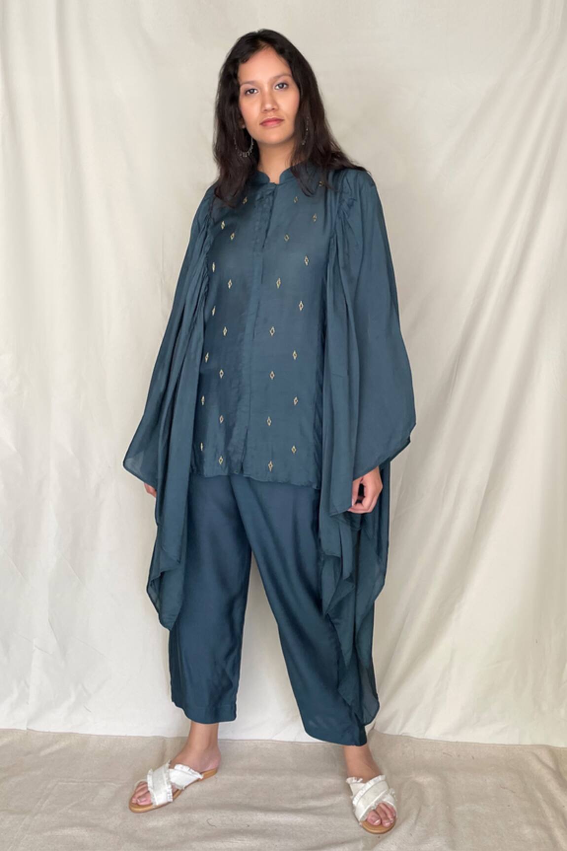 Chambray & Co. Embroidered Kaftan Tunic 