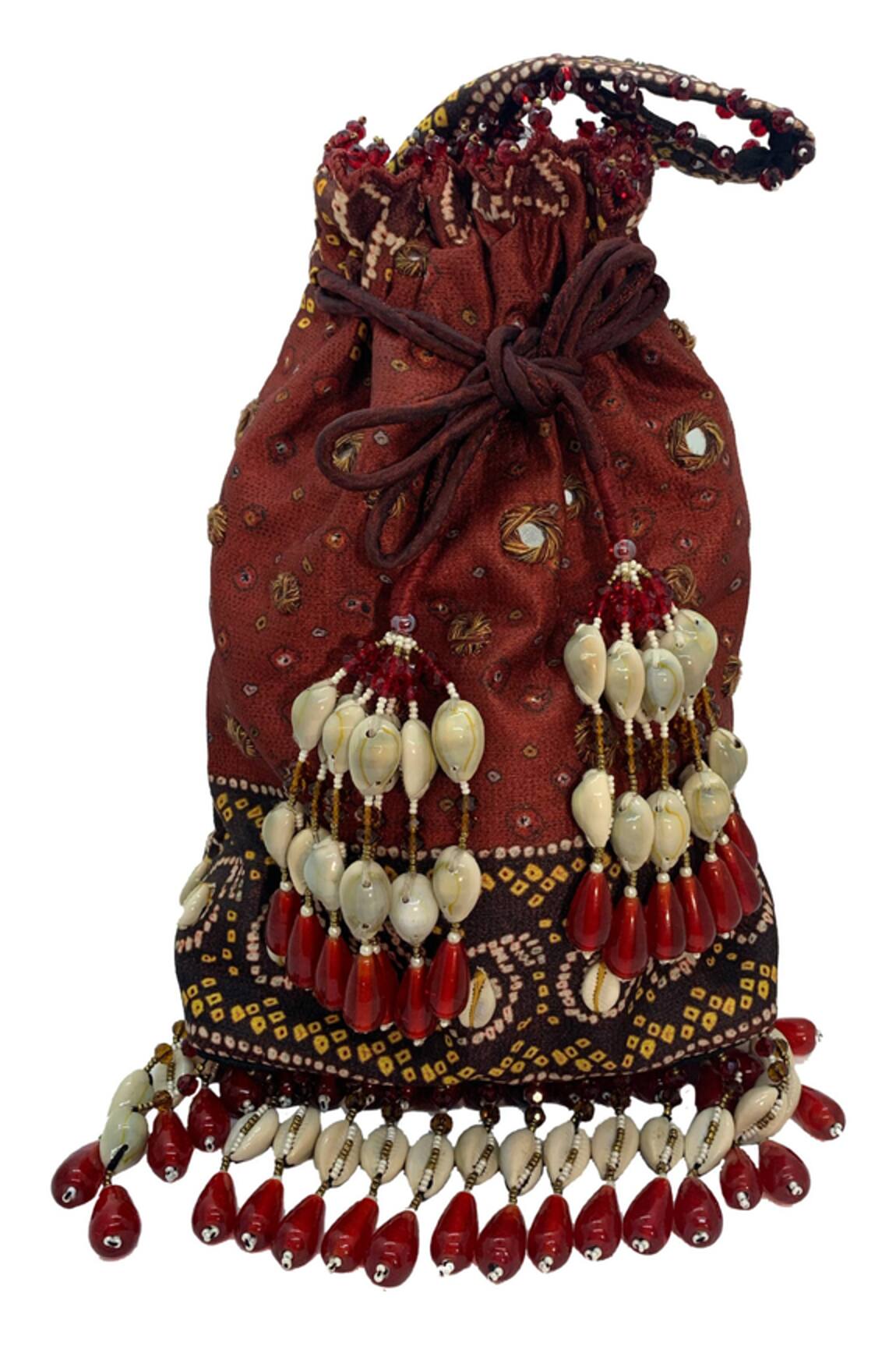 The Garnish Company Mujal Bandhej Tassel Potli Bag