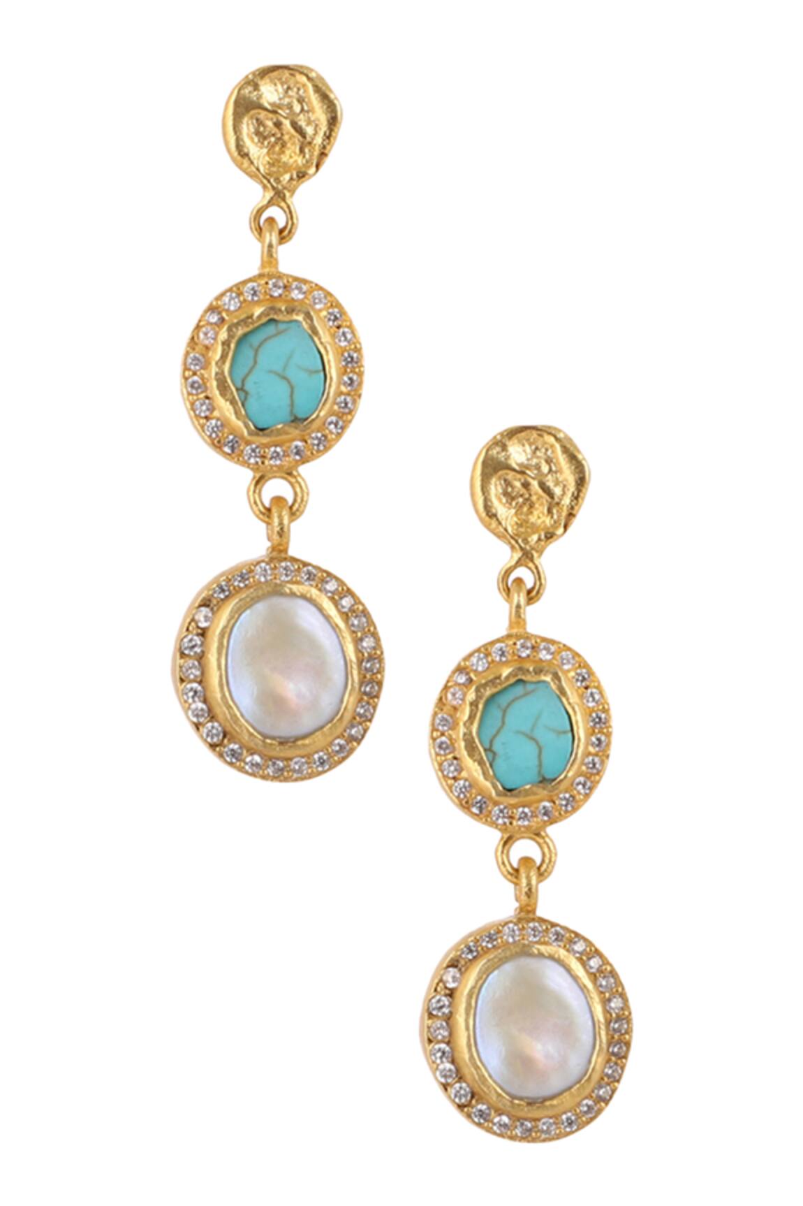 Zariin Tiered Studded Danglers