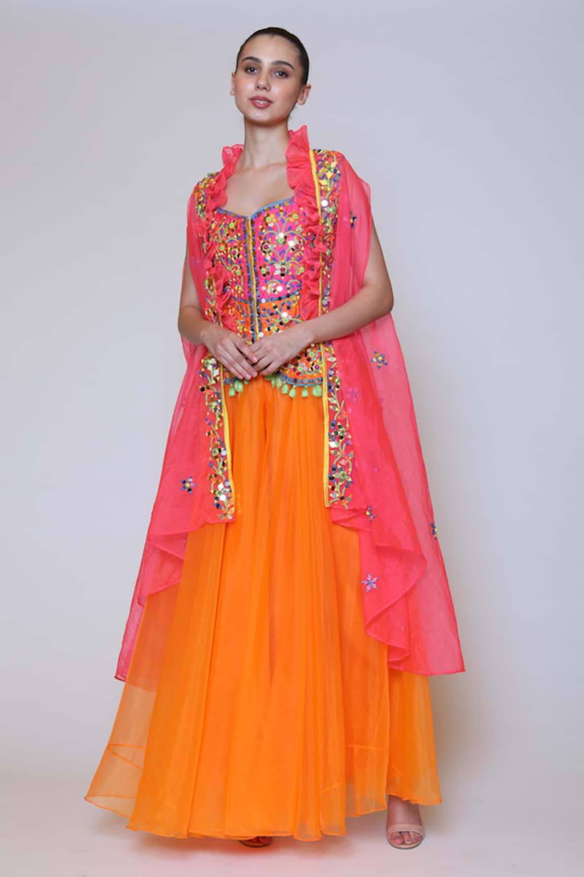 Preeti S Kapoor Embroidered Cape & Gharara Set 