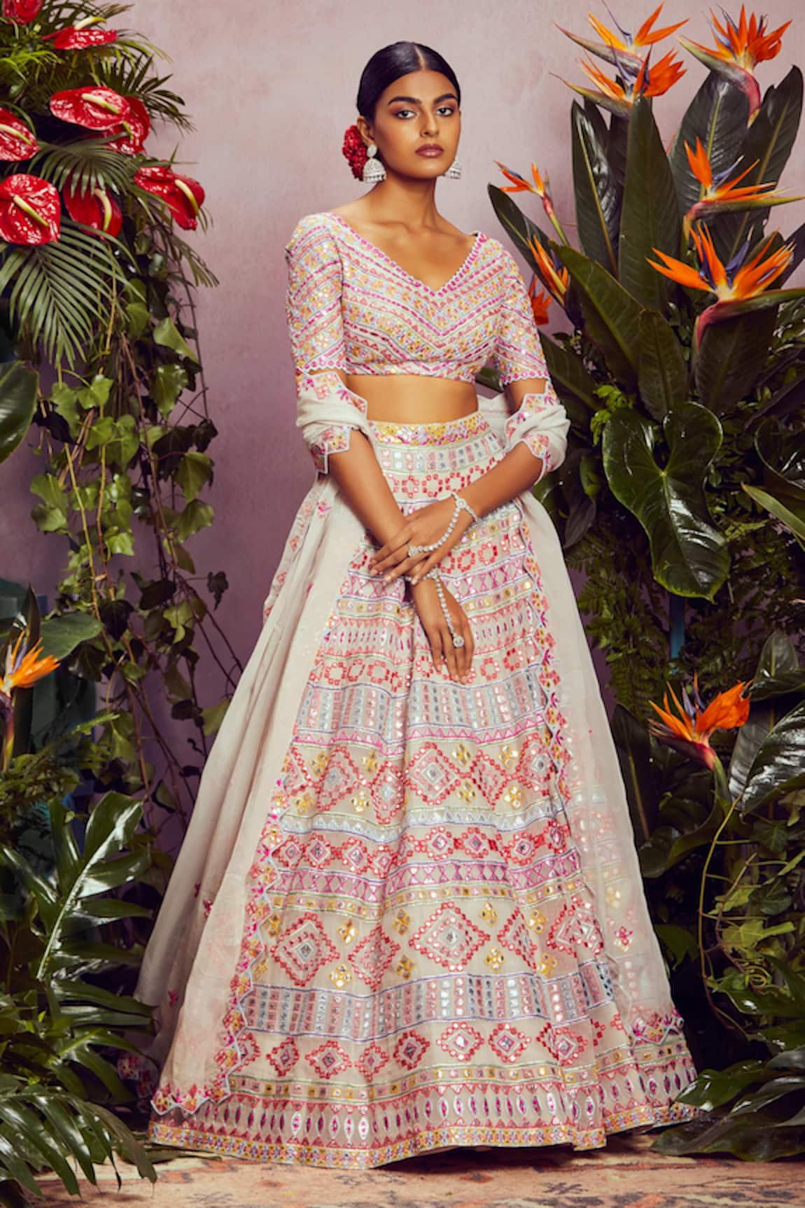 Aneesh Agarwaal Organza Lehenga Set