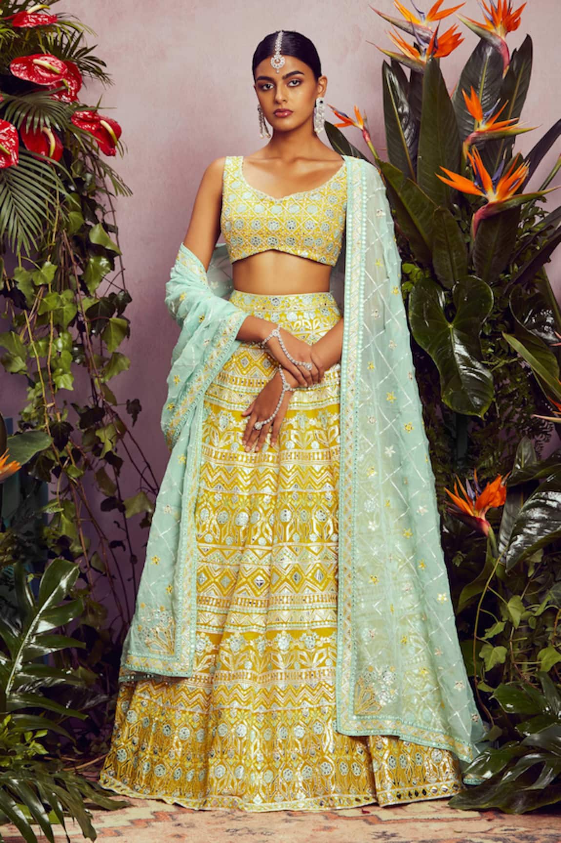 Aneesh Agarwaal Organza Bridal Lehenga Set 