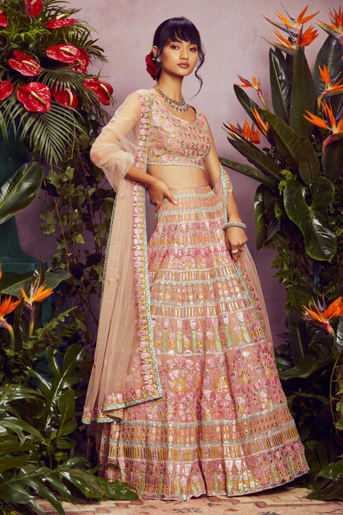 Aneesh Agarwaal Organza Bridal Lehenga Set 