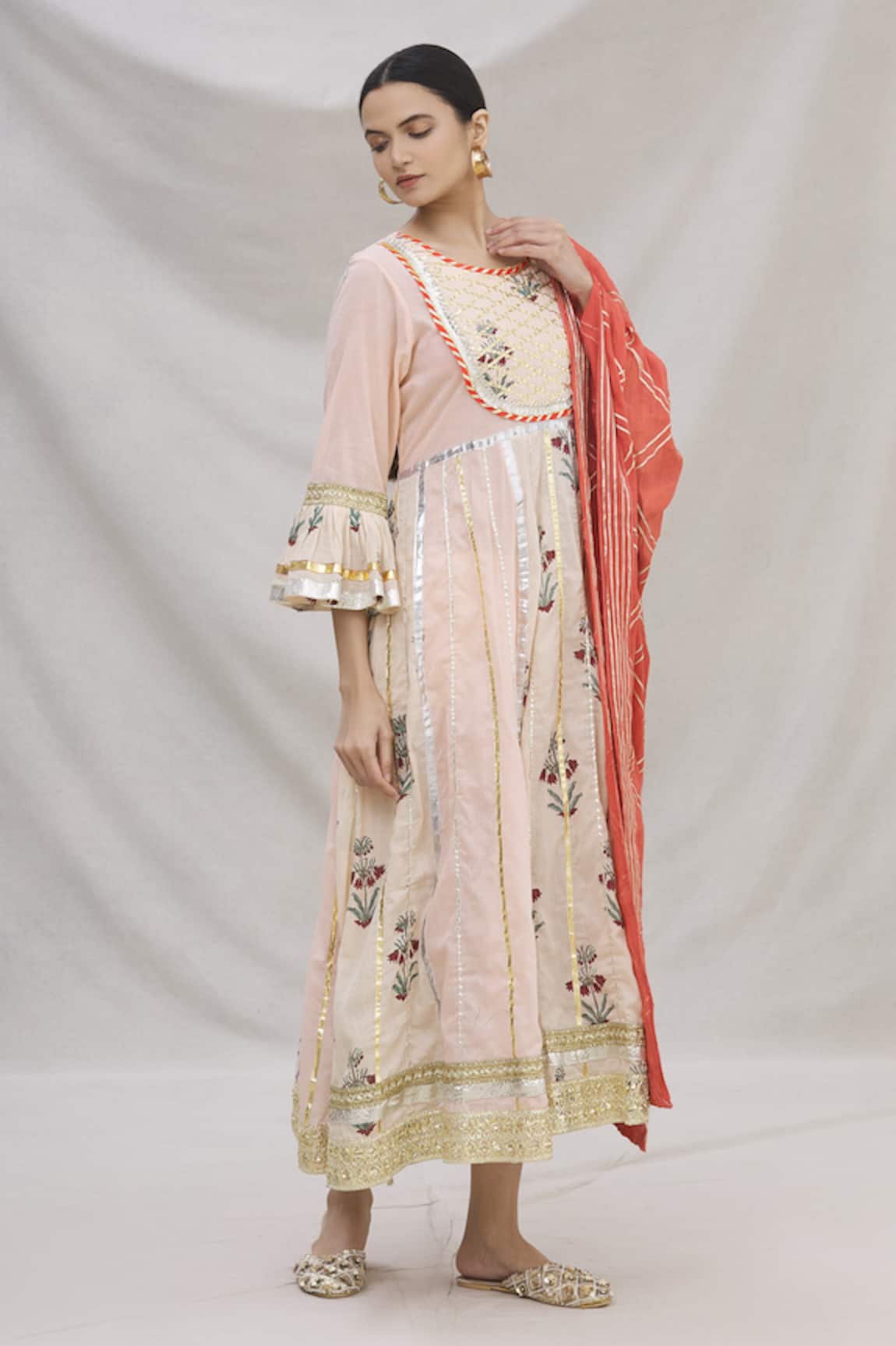 Kunwarani Ritu Floral Motif Anarkali with Dupatta