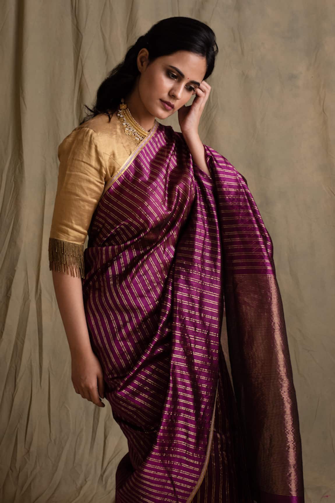 Green Chanderi Katan Silk Saree | Saree, Kurta designs women, Saree look