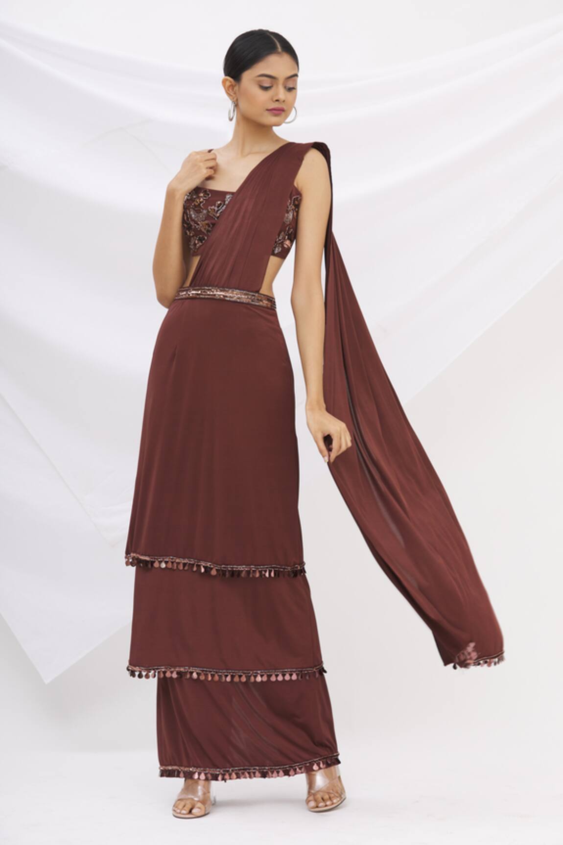 Neeta Lulla Layered Pre-Draped Saree with Blouse