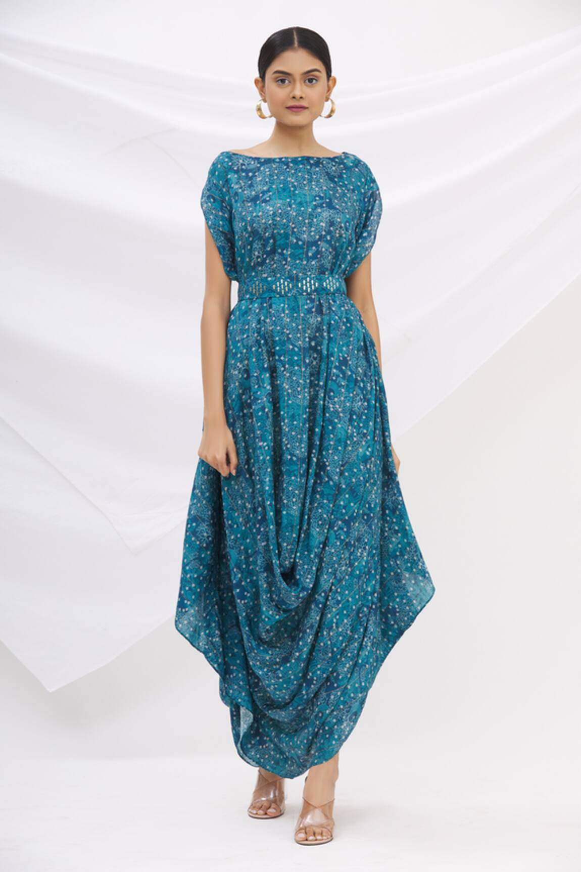 17:17 By Simmi Saboo Printed Cowl Draped Dress 