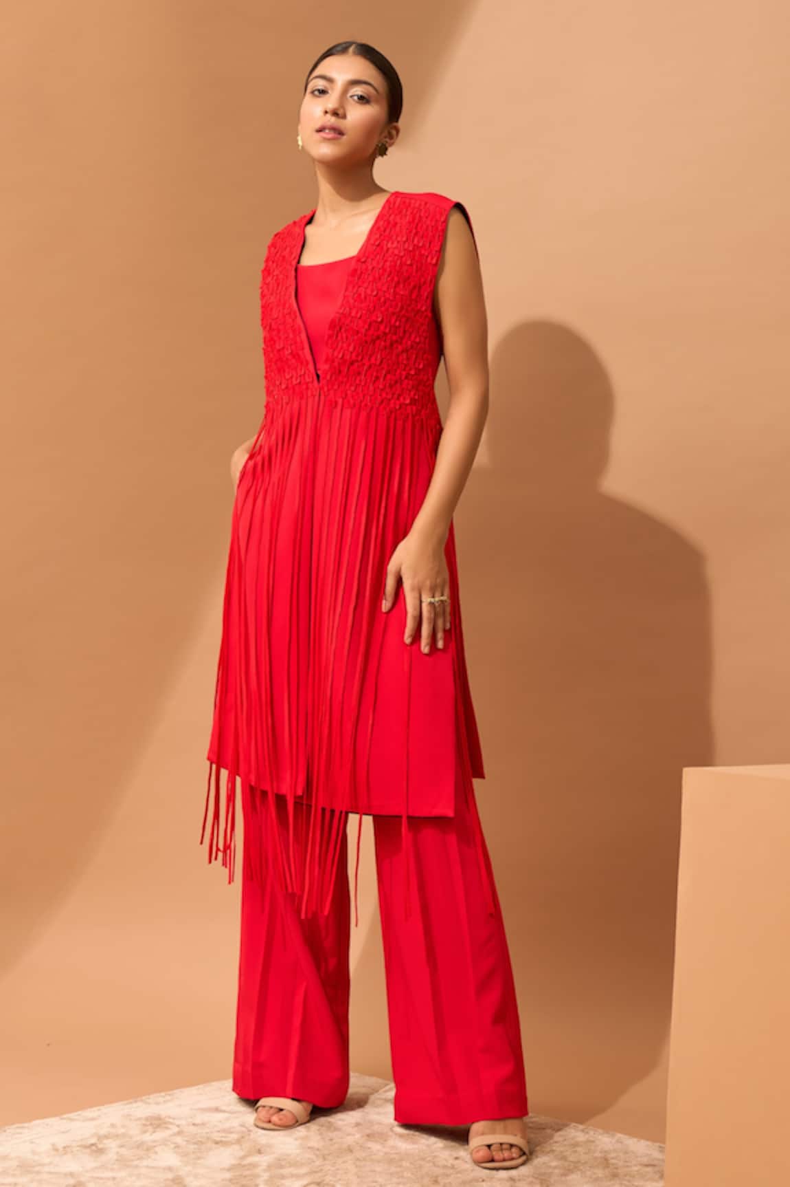 Vidhi Wadhwani Fringe Jacket & Pant Set