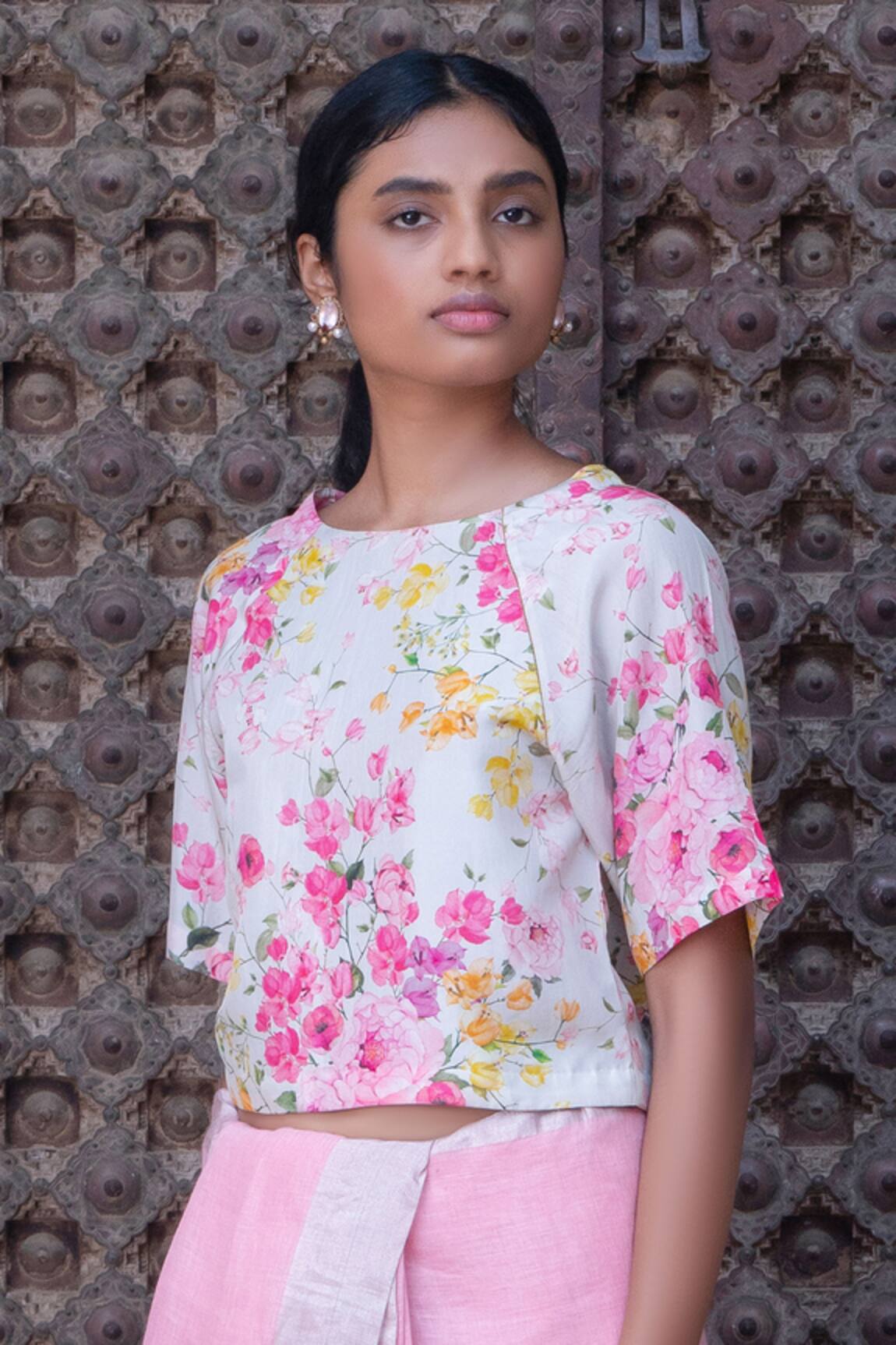 Anavila Floral Print Saree Blouse