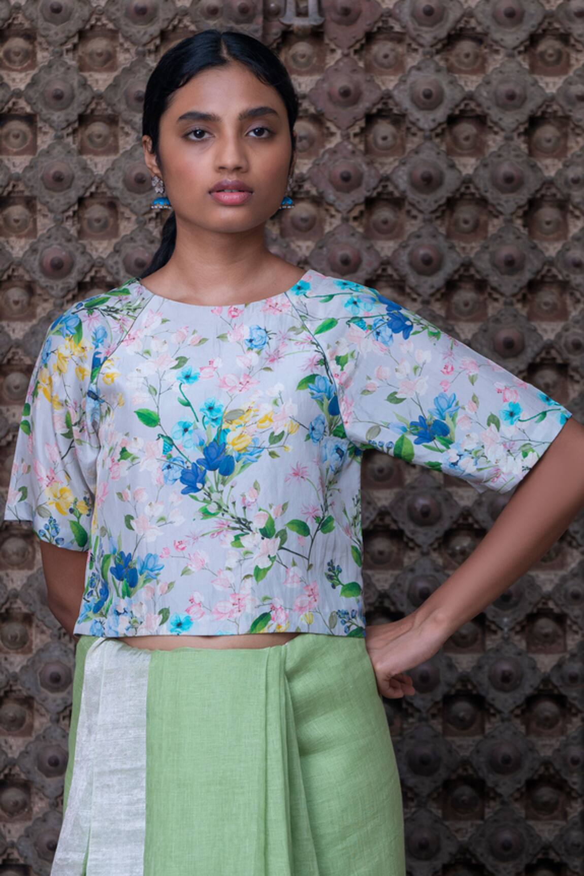 Anavila Floral Print Saree Blouse