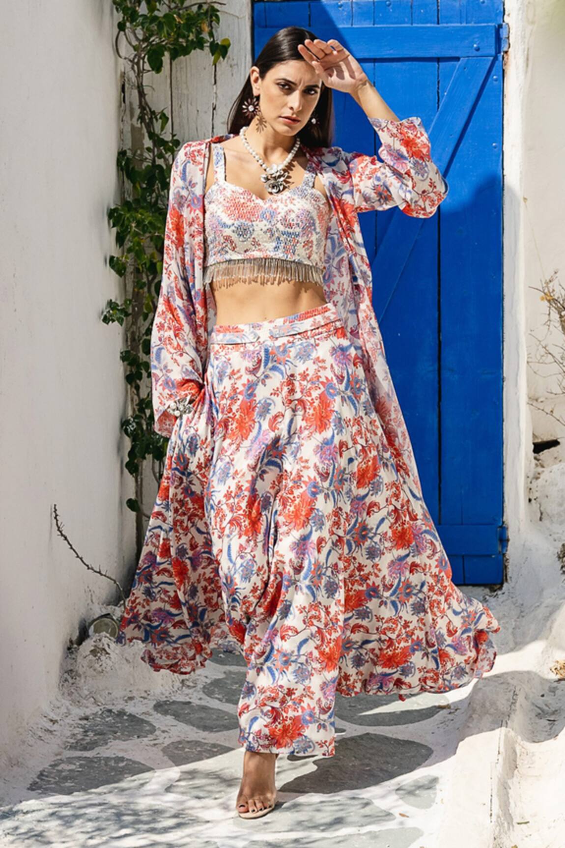 Shruti Sancheti Printed Jacket Lehenga Set