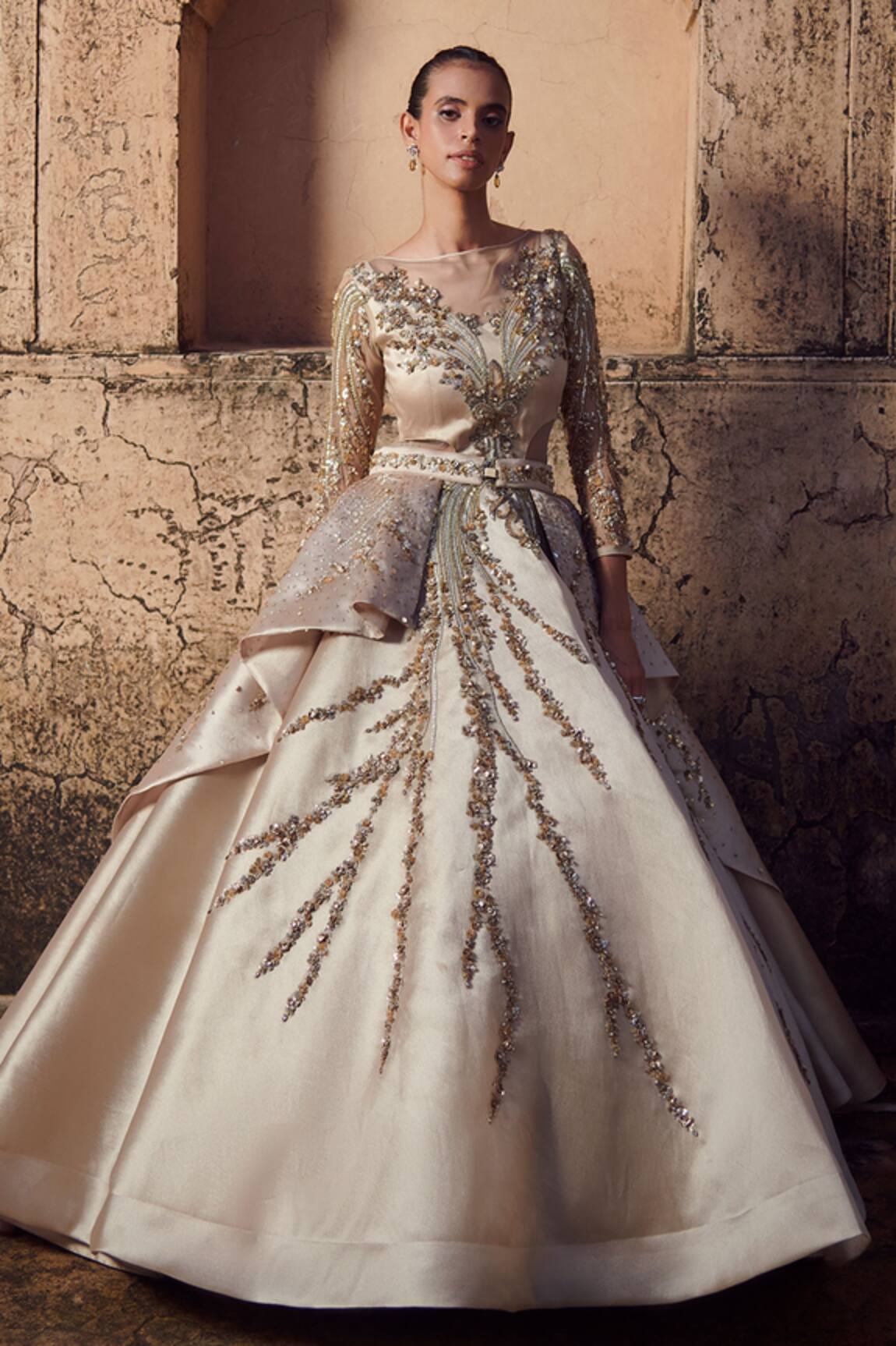 Rachit Khanna Satin Embroidered Gown