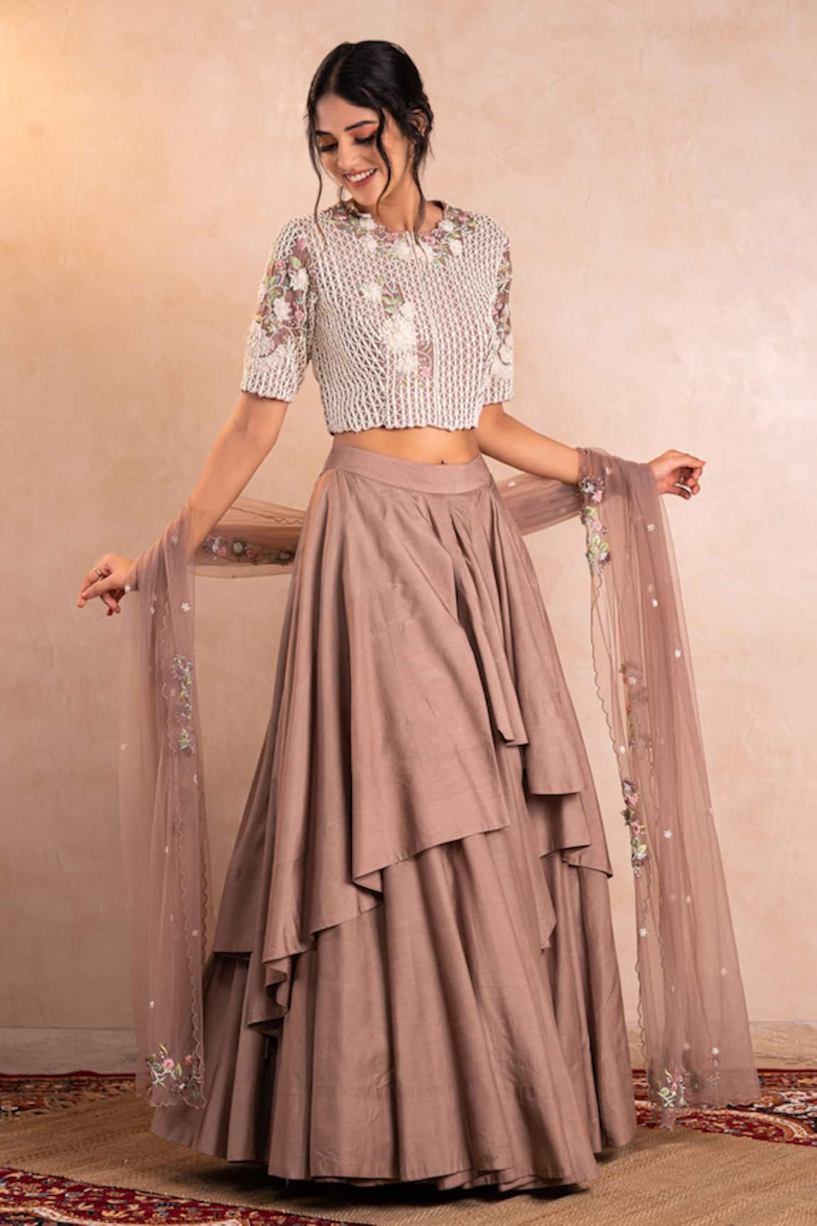 Shikha And Srishti Design Layered Lehenga Set