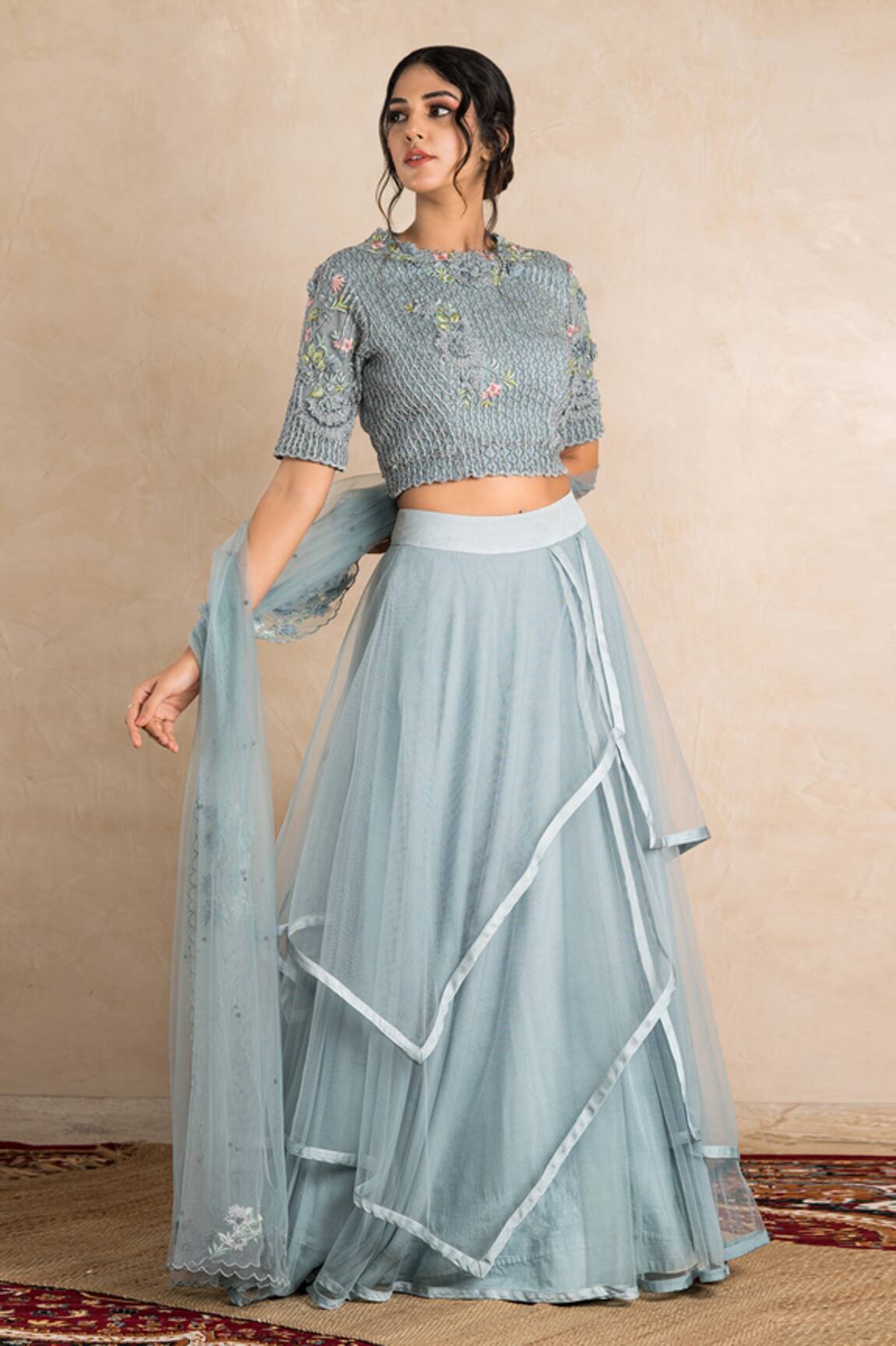 Shikha And Srishti Design Layered Lehenga Set