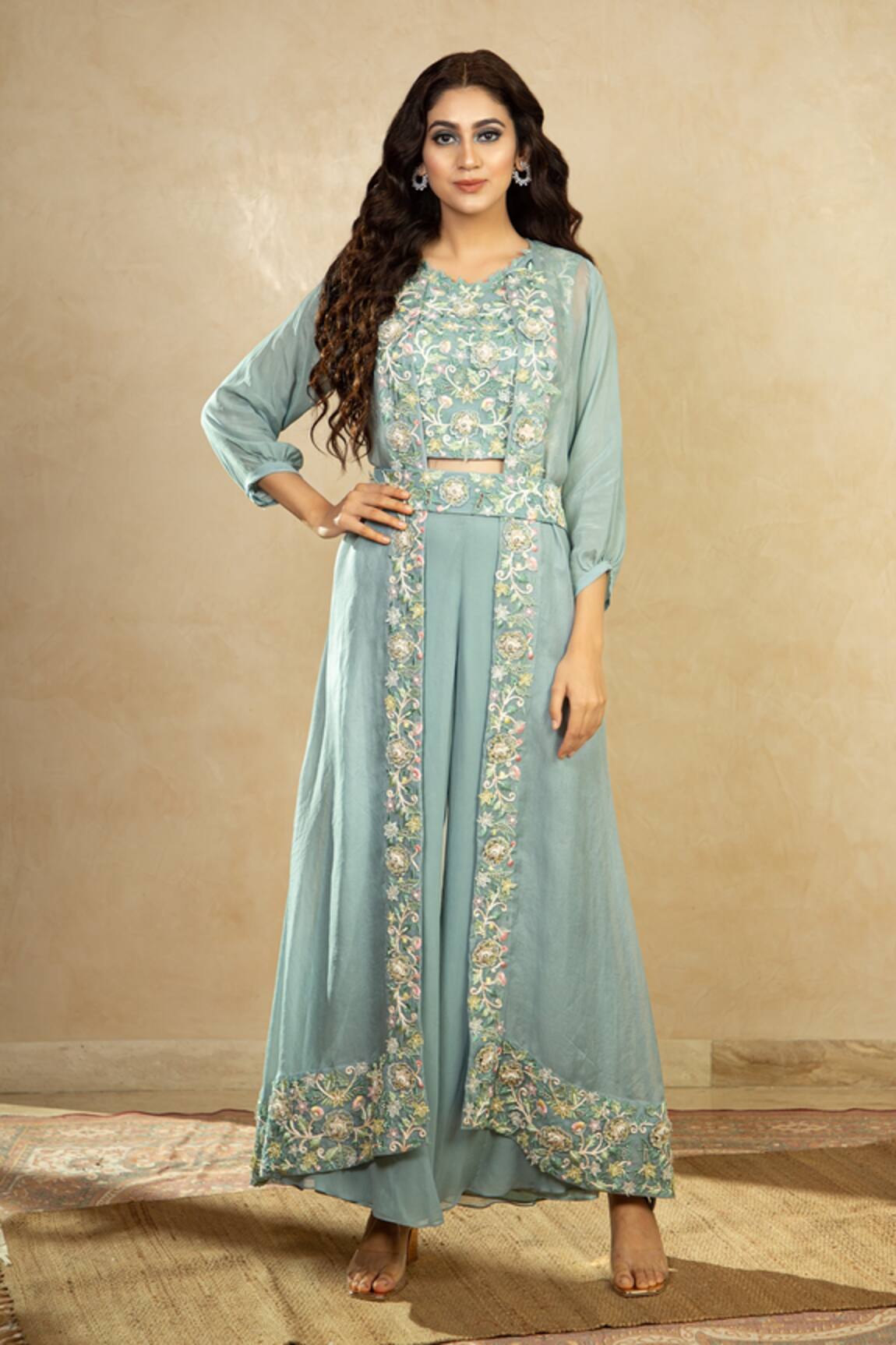 Shikha And Srishti Design Embroidered Jacket & Pant Set