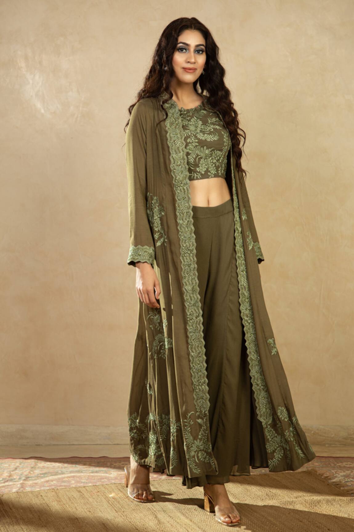 Shikha And Srishti Design Embroidered Jacket & Pant Set