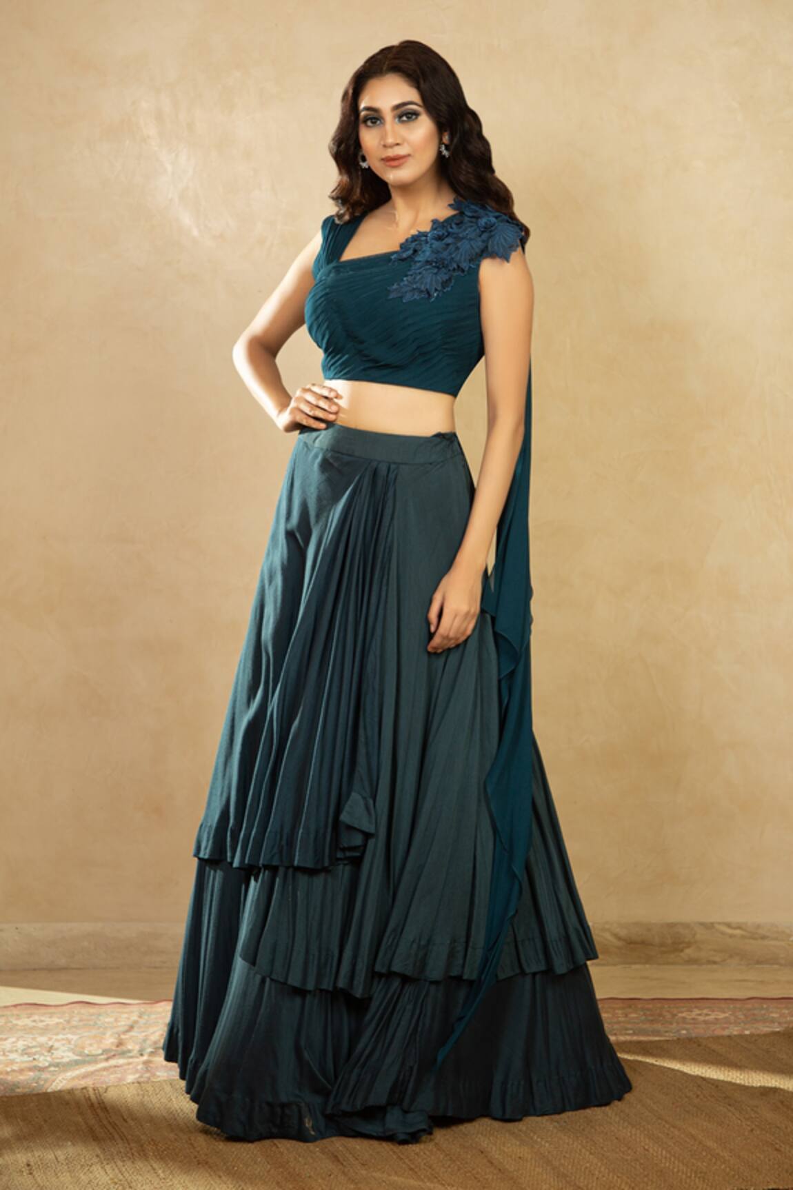 Shikha And Srishti Design Layered Lehenga Set