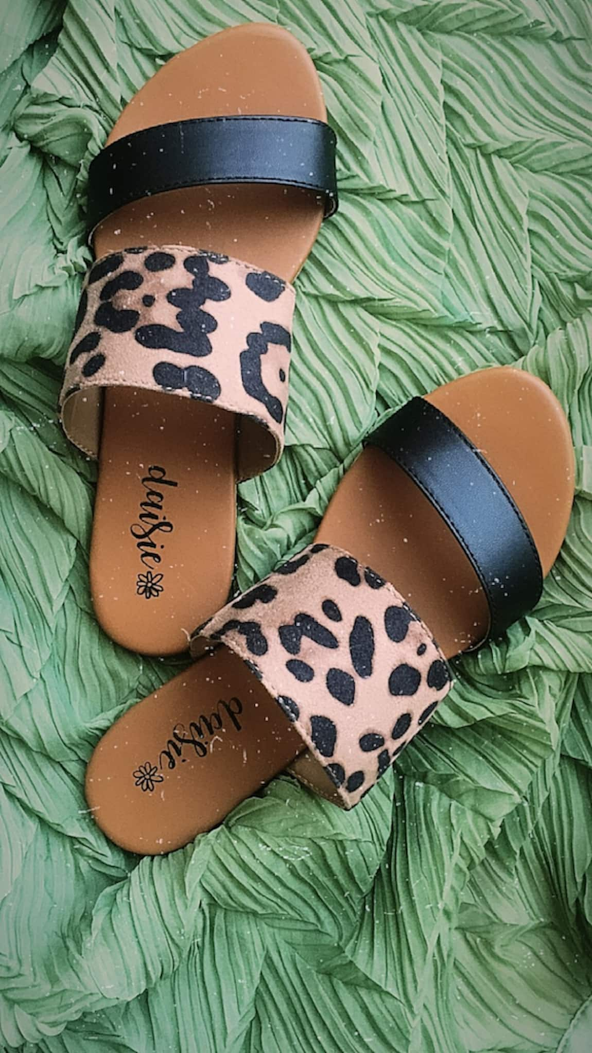 Daisie Animal Print Double Strap Sliders