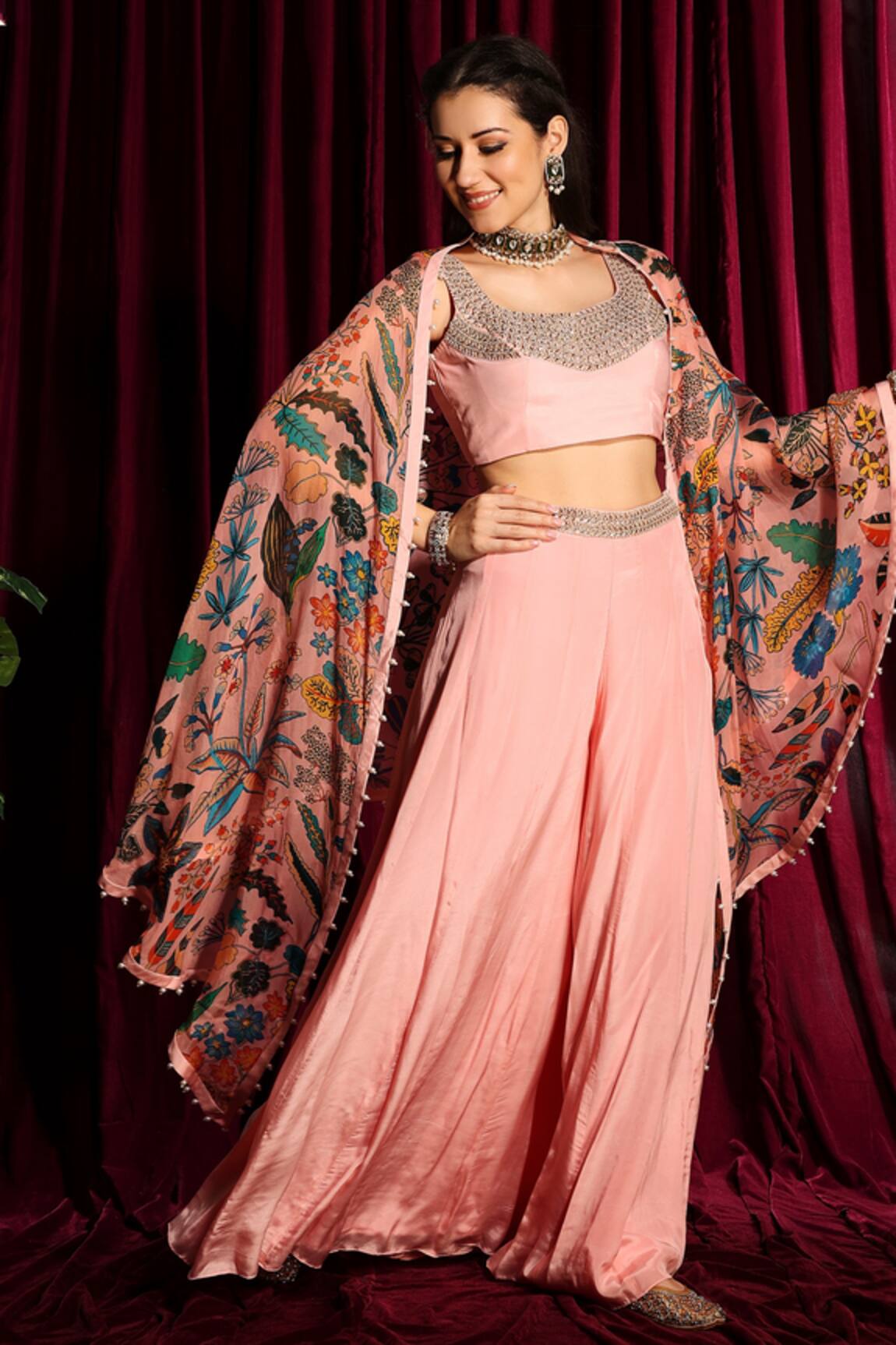 Aayushi Maniar Printed Cape & Flared Pant Set