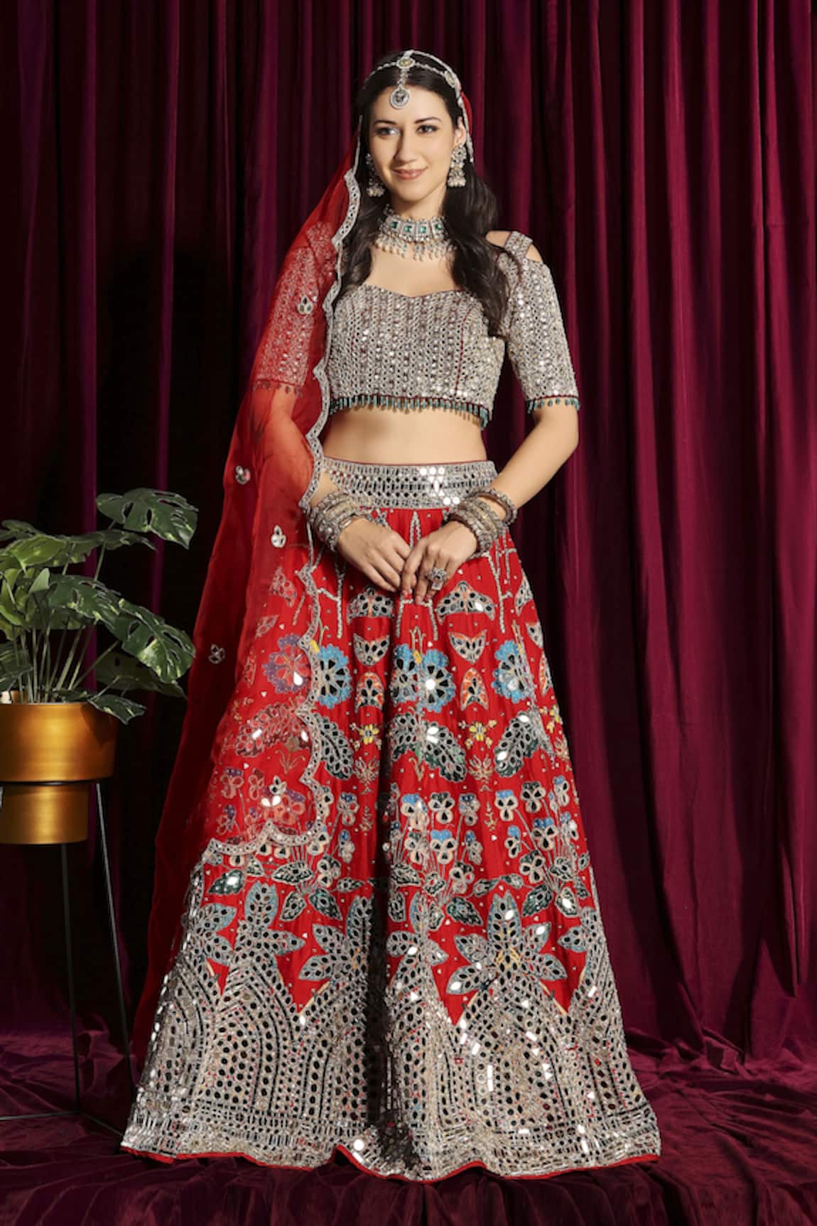 Aayushi Maniar Mirror Embroidered Bridal Lehenga Set