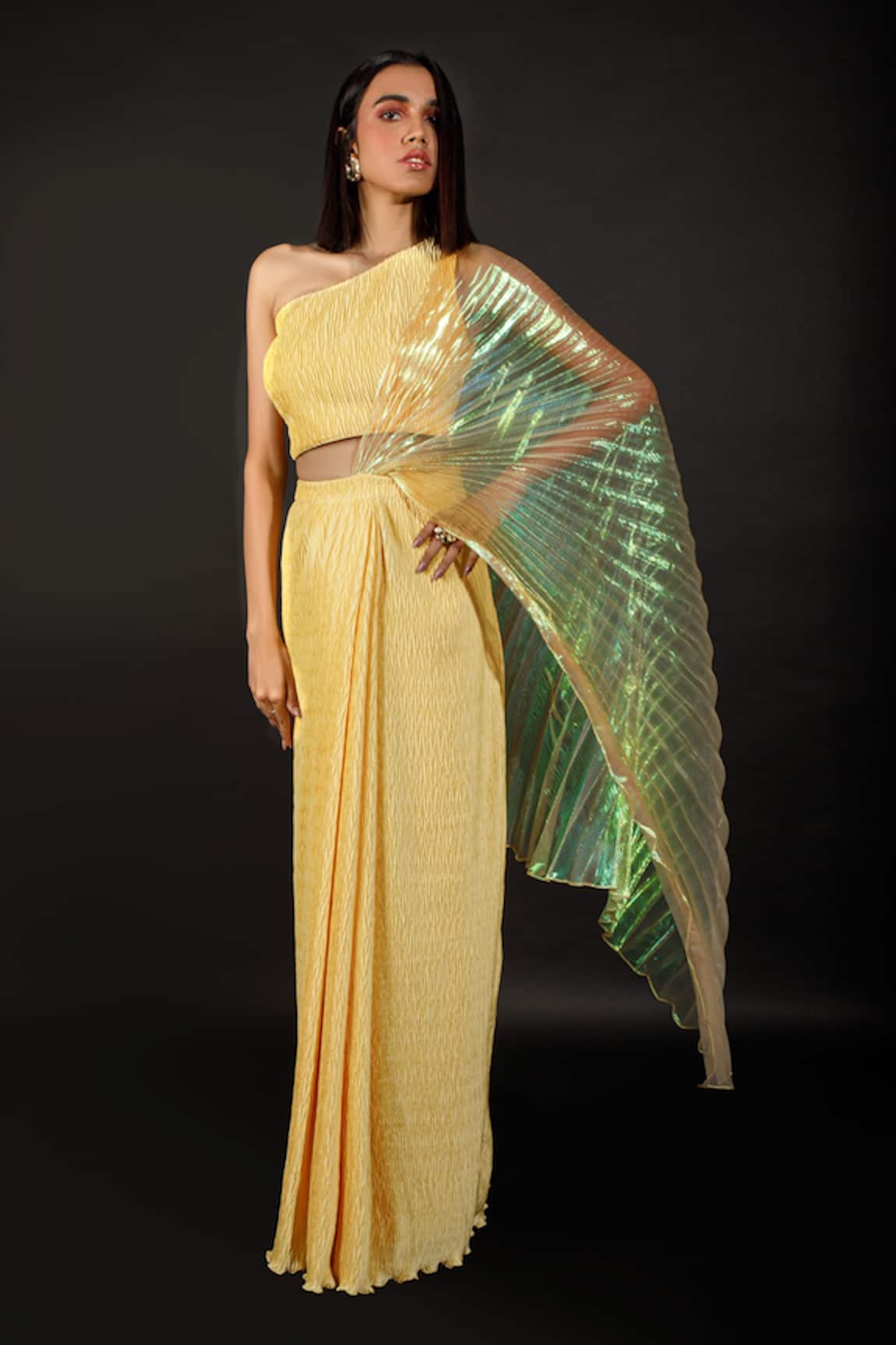 Show Shaa Pleated Pre-Draped Saree with Blouse 