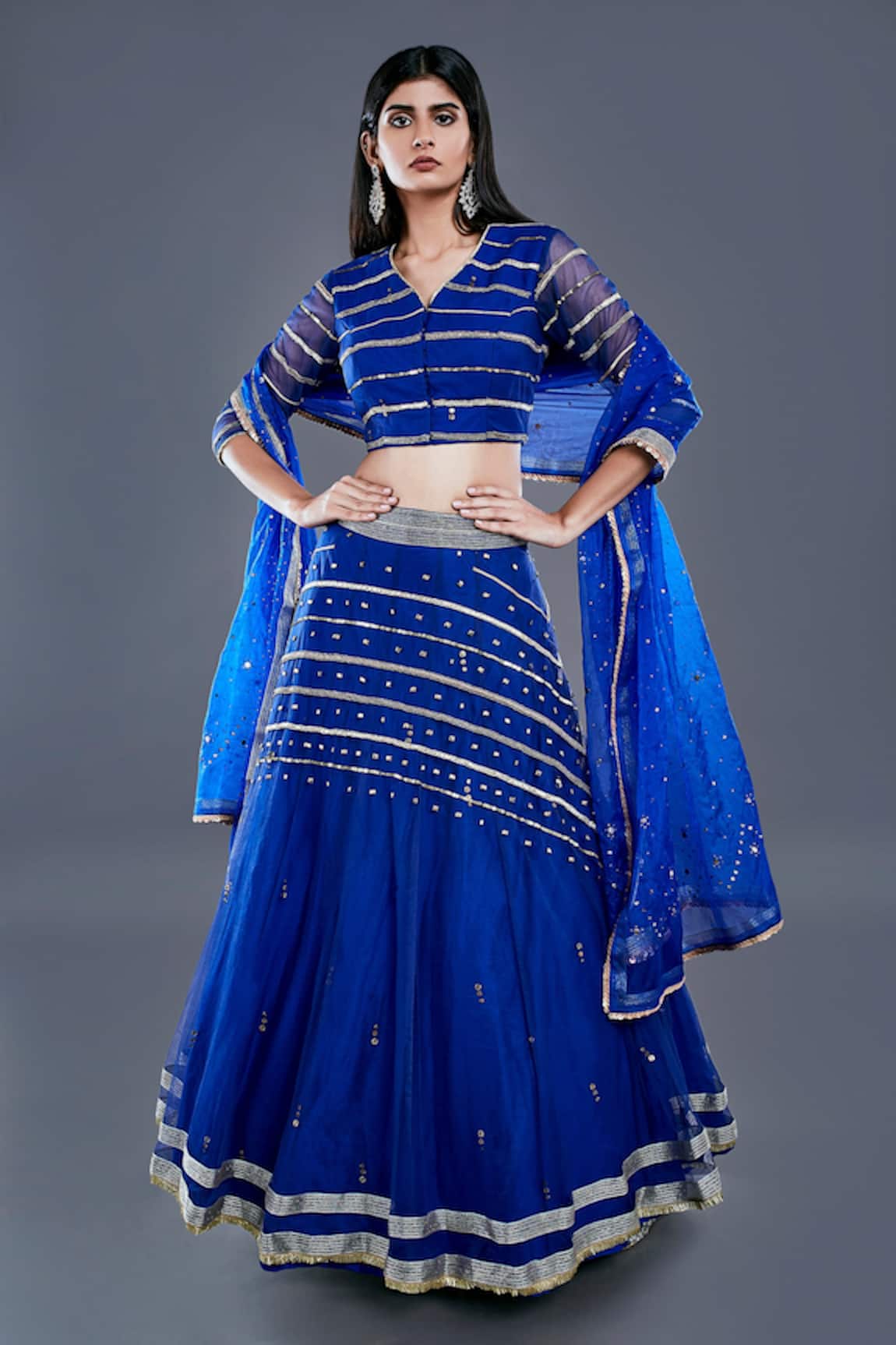 Divya Kanakia Mukaish Embroidered Lehenga Set 