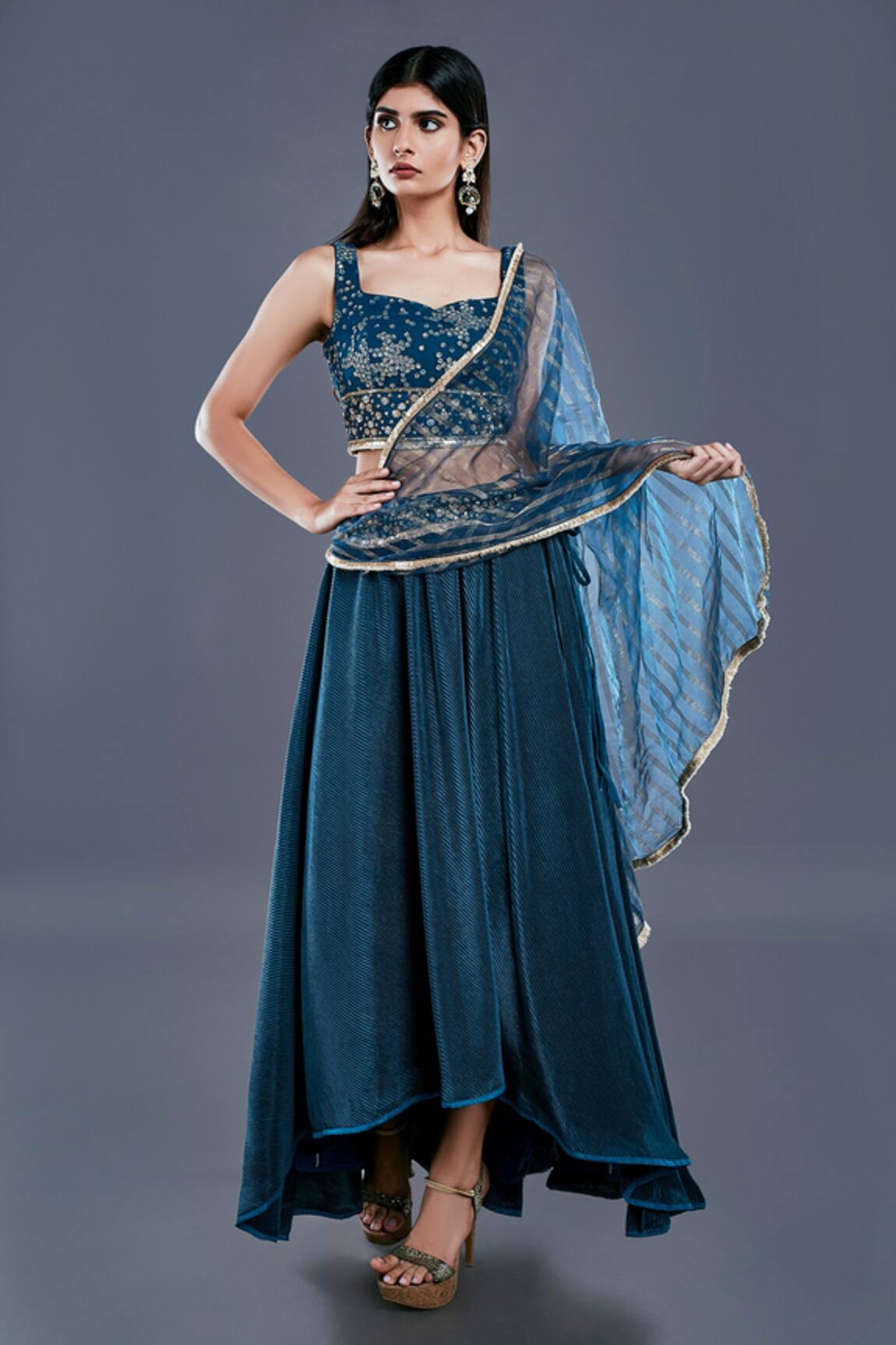 Divya Kanakia Sequins Embellished Asymmetric Lehenga Set