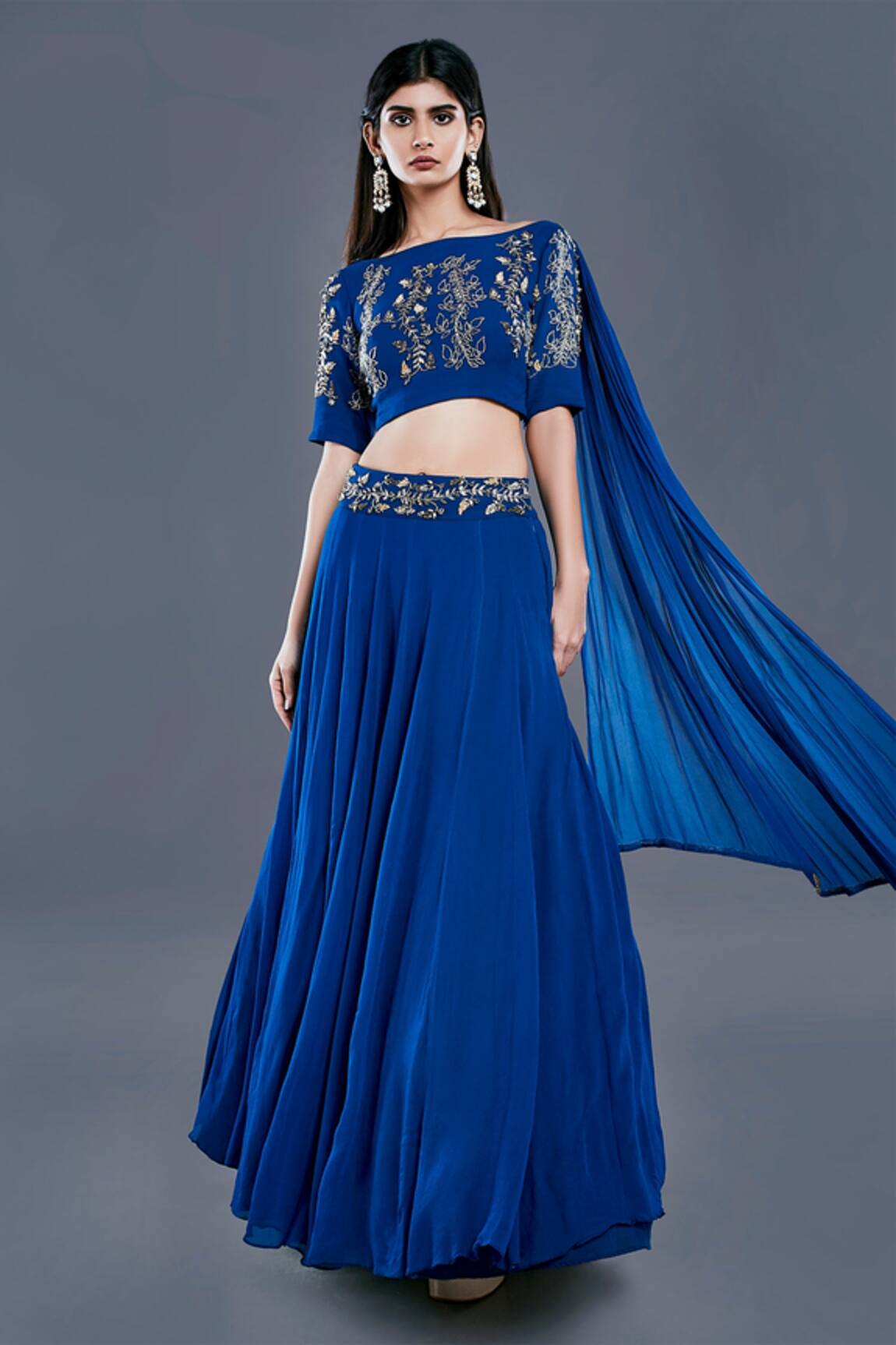 Divya Kanakia Draped Blouse & Lehenga Set