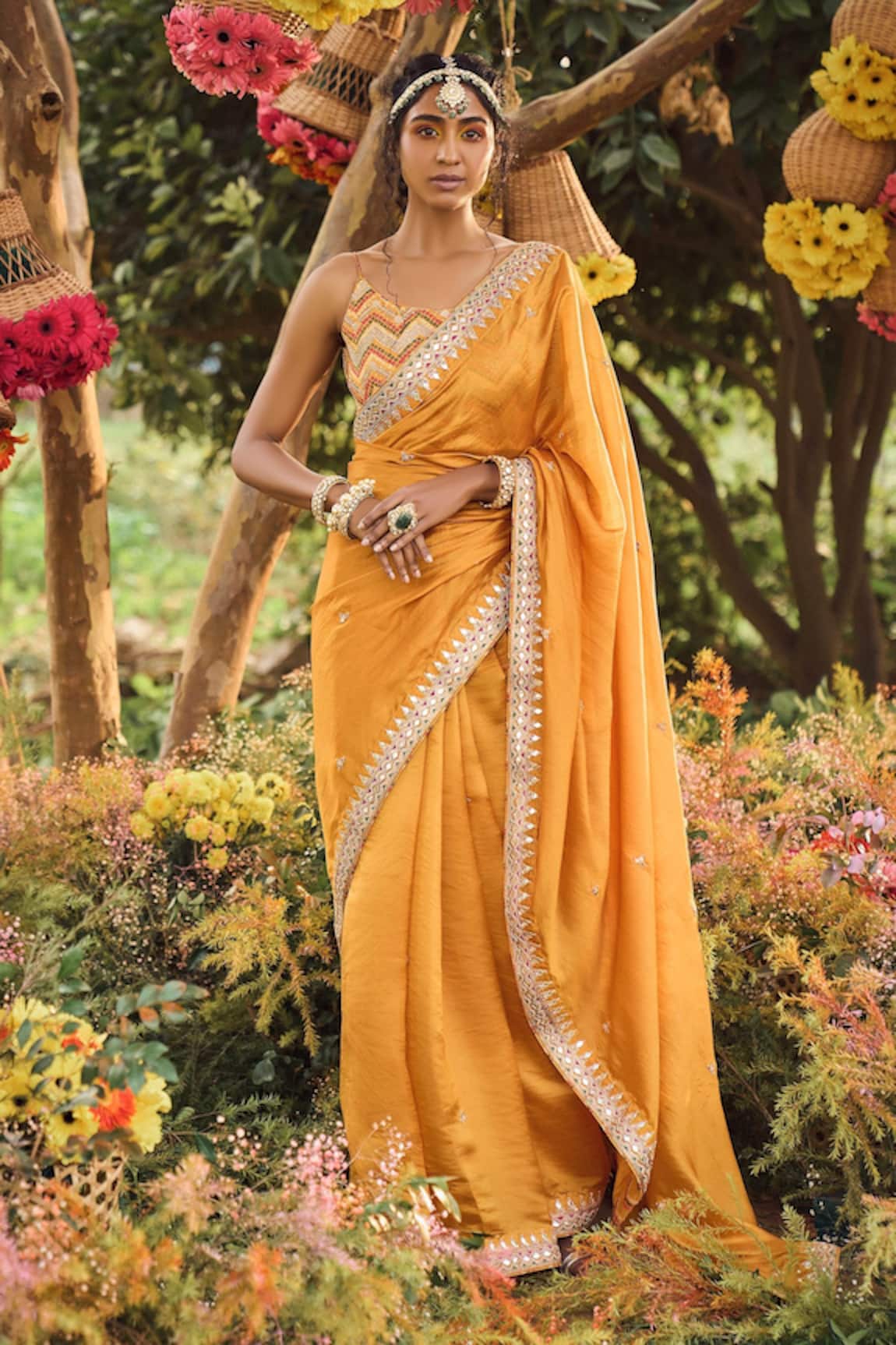 PUNIT BALANA Silk Organza Saree With Blouse 