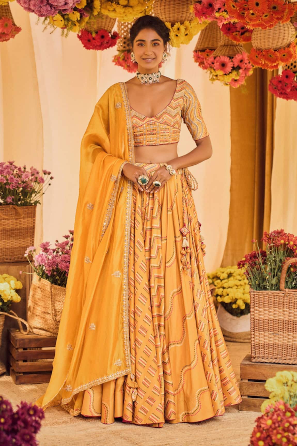 Punit Balana Gota Embroidered Blouse Bridal Lehenga Set 