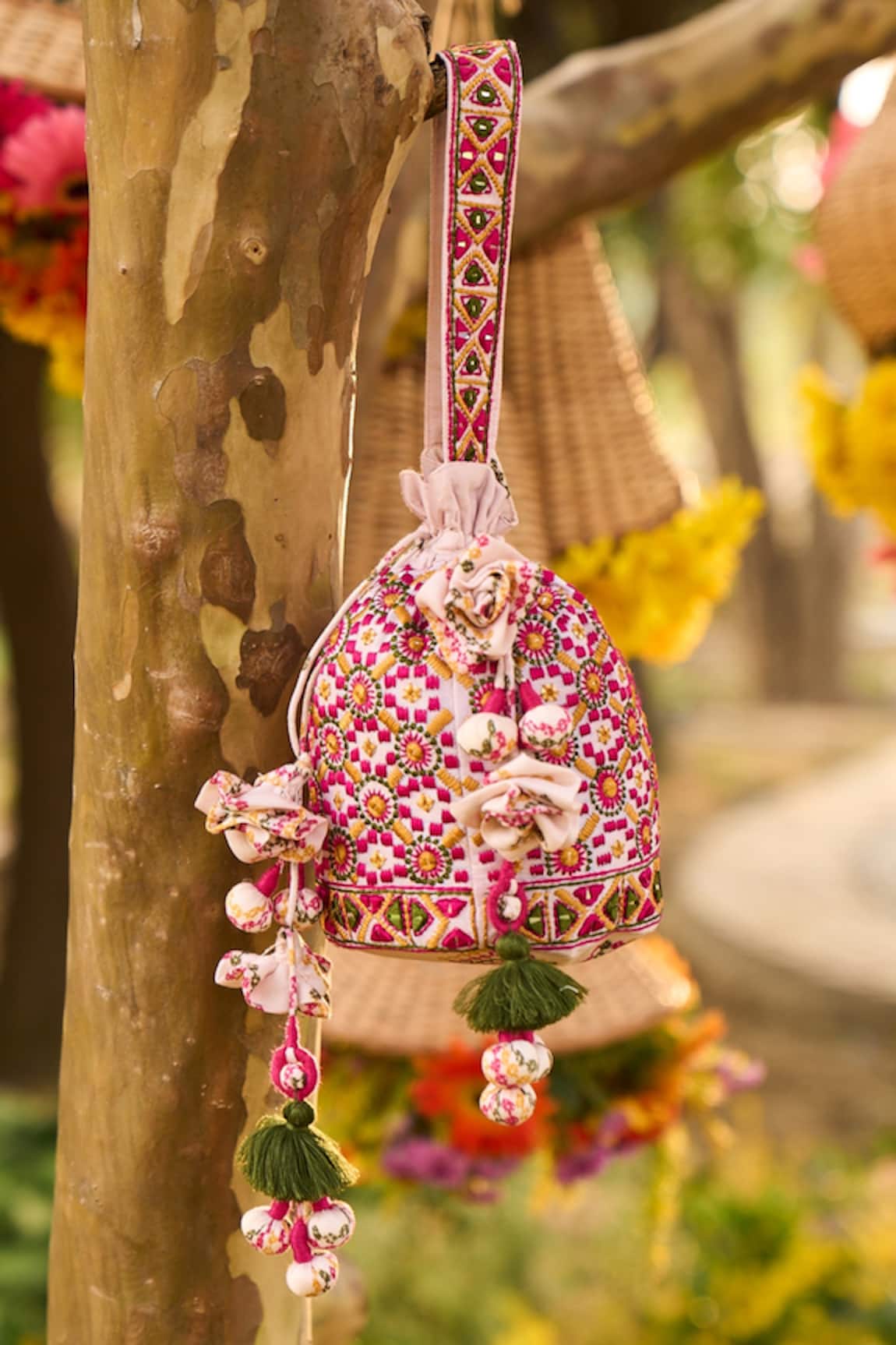 PUNIT BALANA Chanderi Silk Embellished Potli Bag