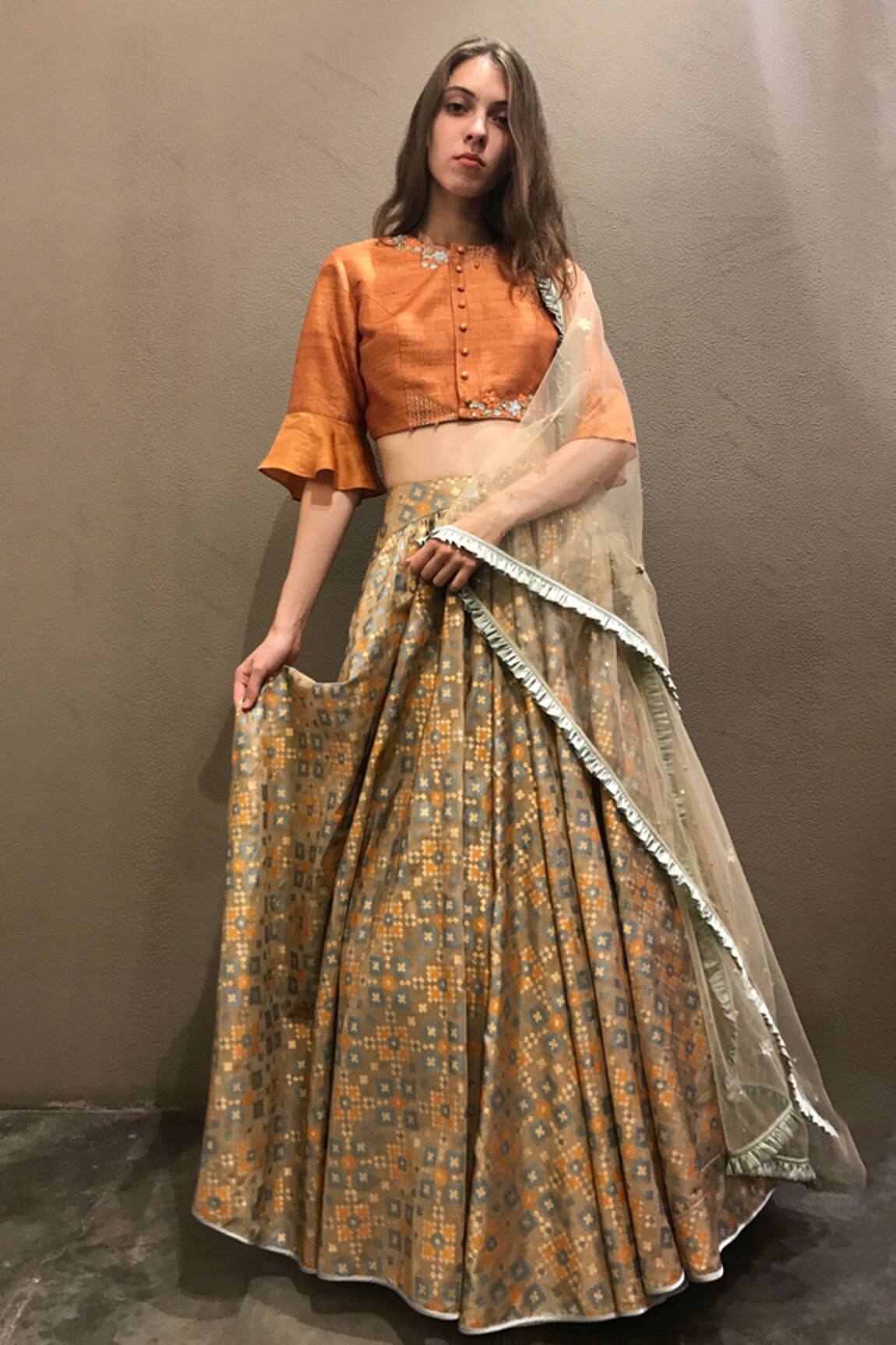 I Am Design Silk Ikat Lehenga Set 