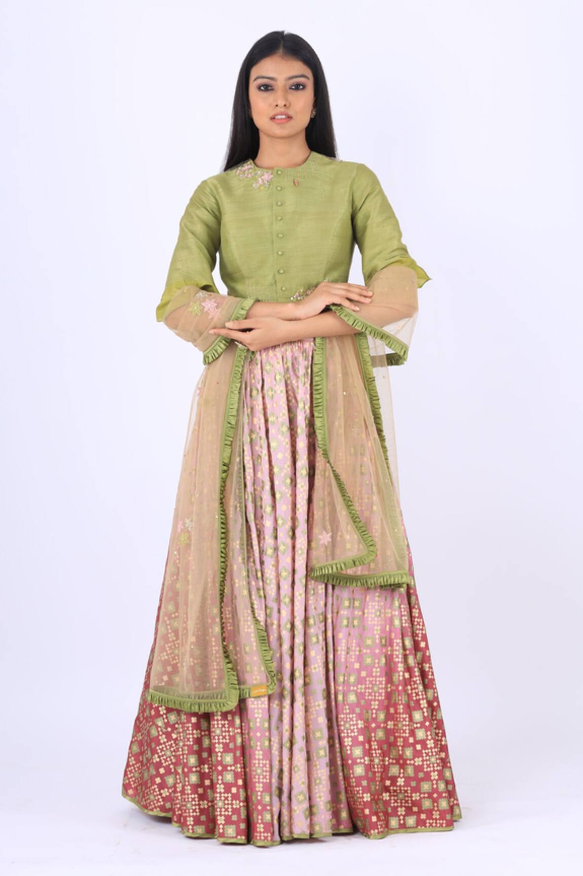 I Am Design Silk Ikat Lehenga Set 