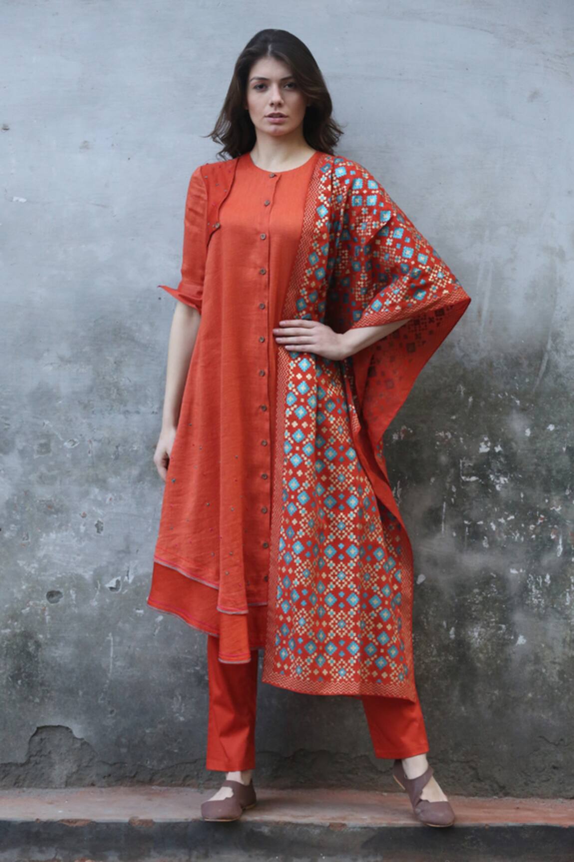 I Am Design Linen Satin Kurta Set 