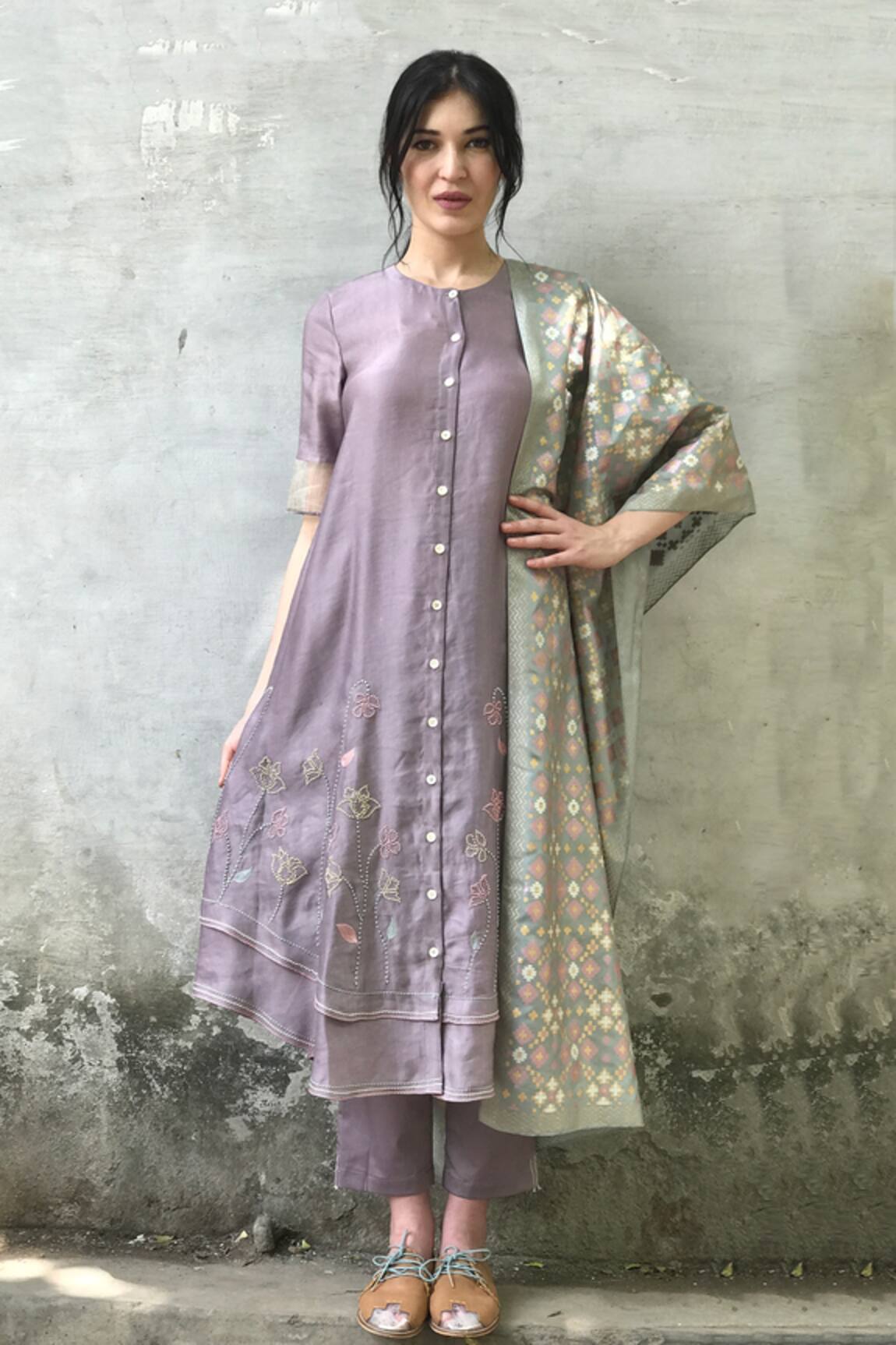 I Am Design Linen Satin Kurta Set 