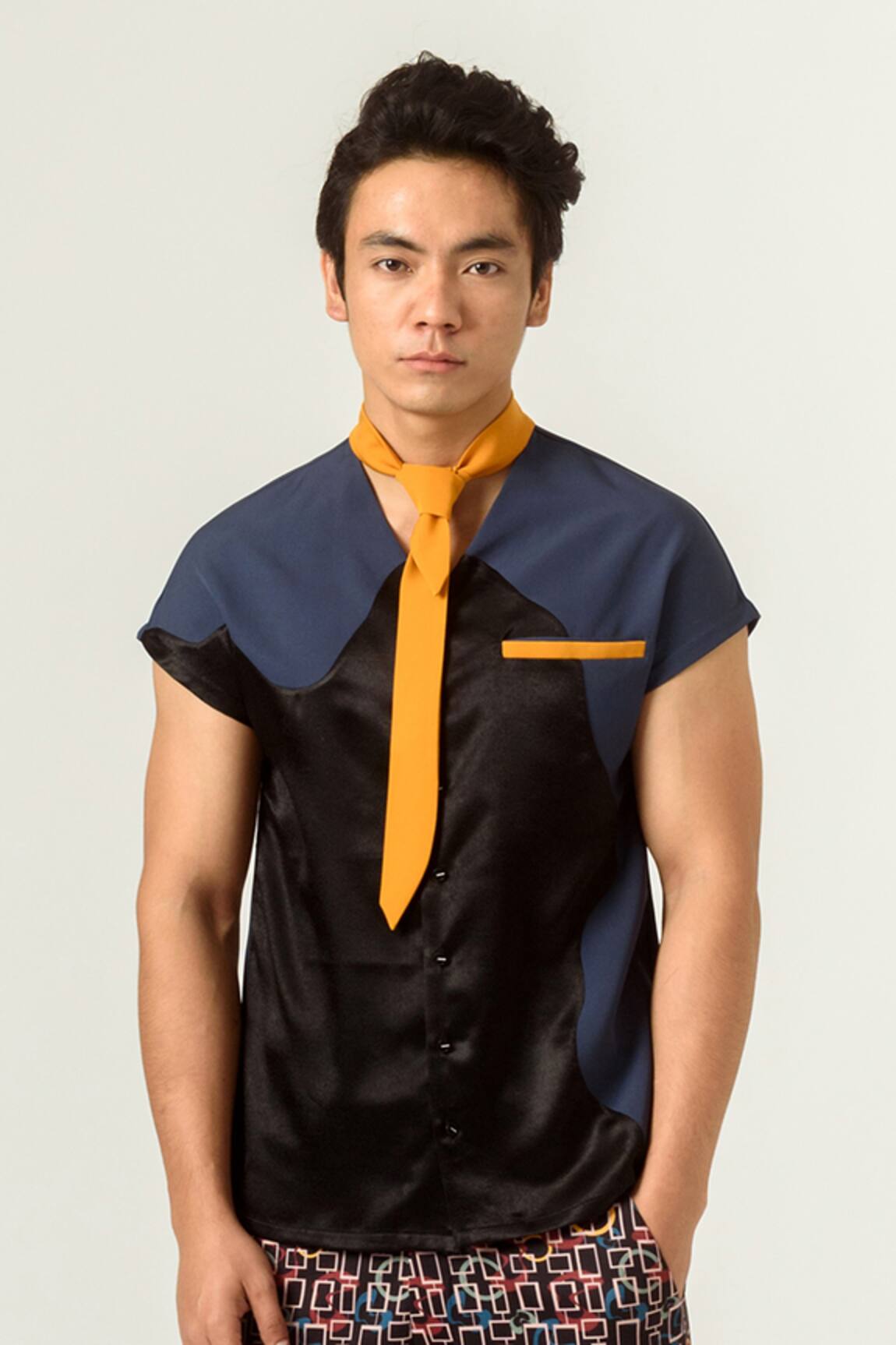 Siddhant Agrawal Color Block Shirt & Tie 