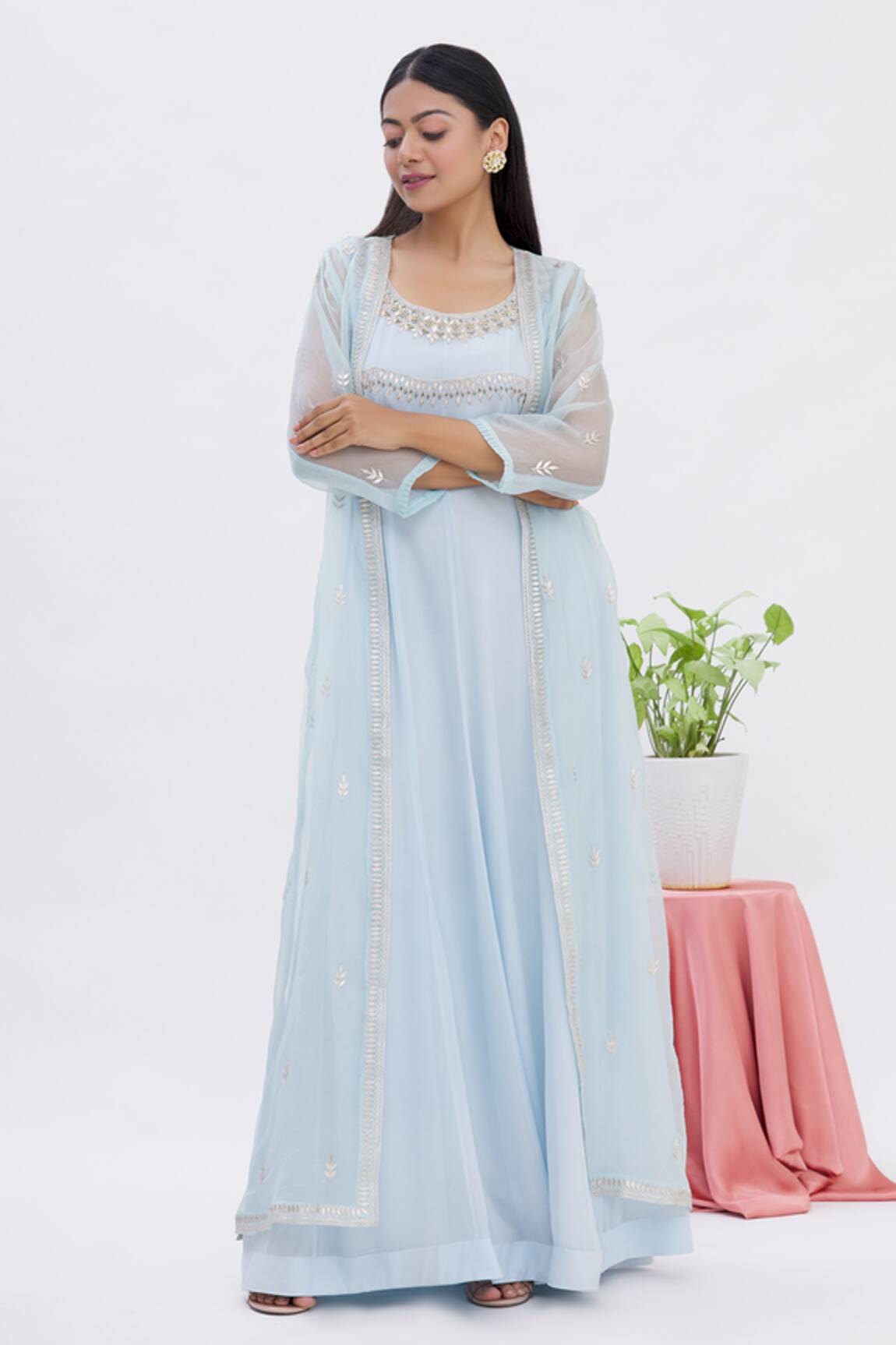 Surabhi Arya Tunic With Gota Embroidered Jacket