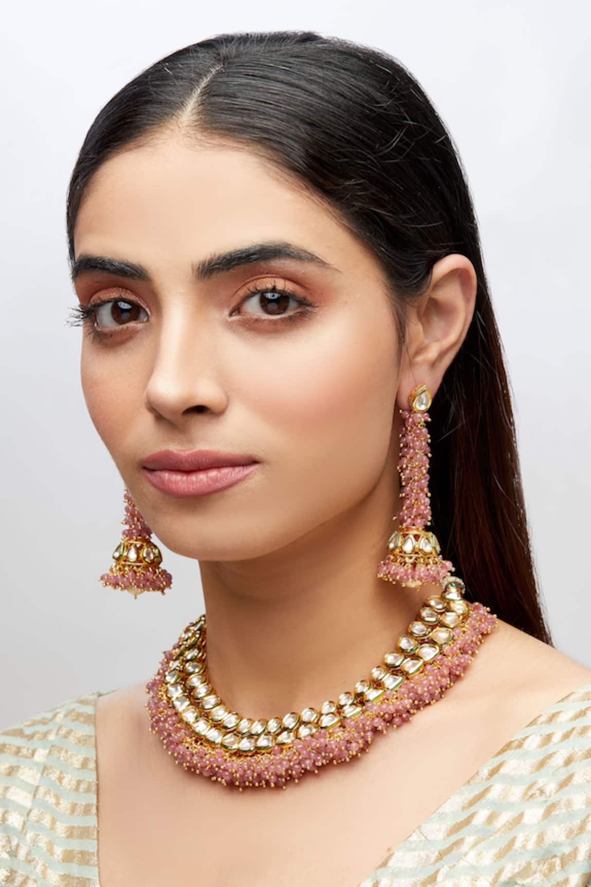 Traditional Maharashtrian Gold Plated Wedding Choker Jewellery Set -  LCJEWELZ