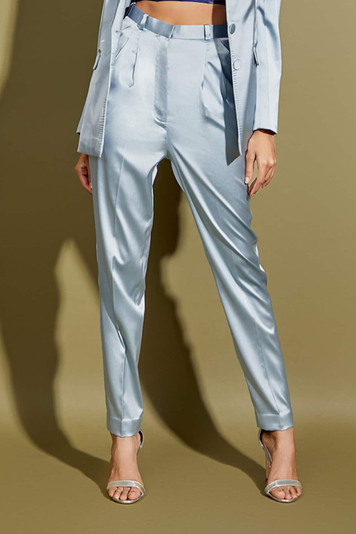 SEQUINNED SATIN TROUSERS  Sage Green  ZARA India