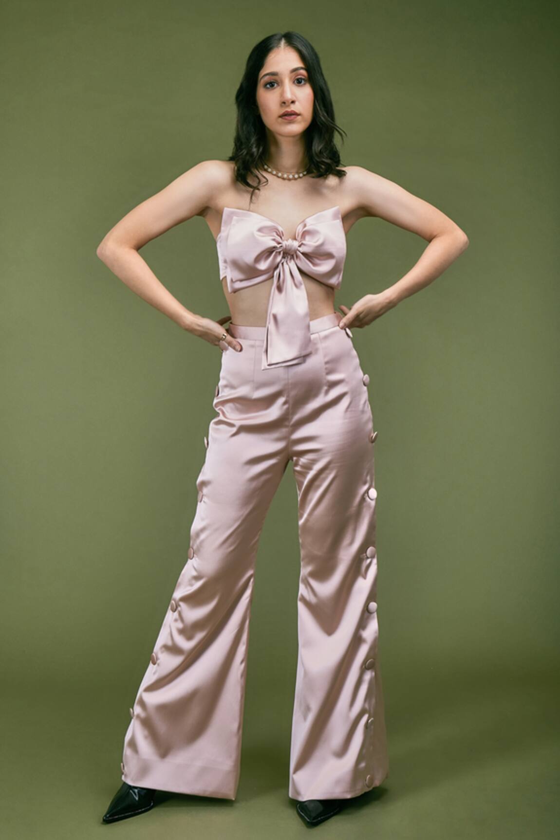 Asra Boot Cut Pant & Bow Top Set