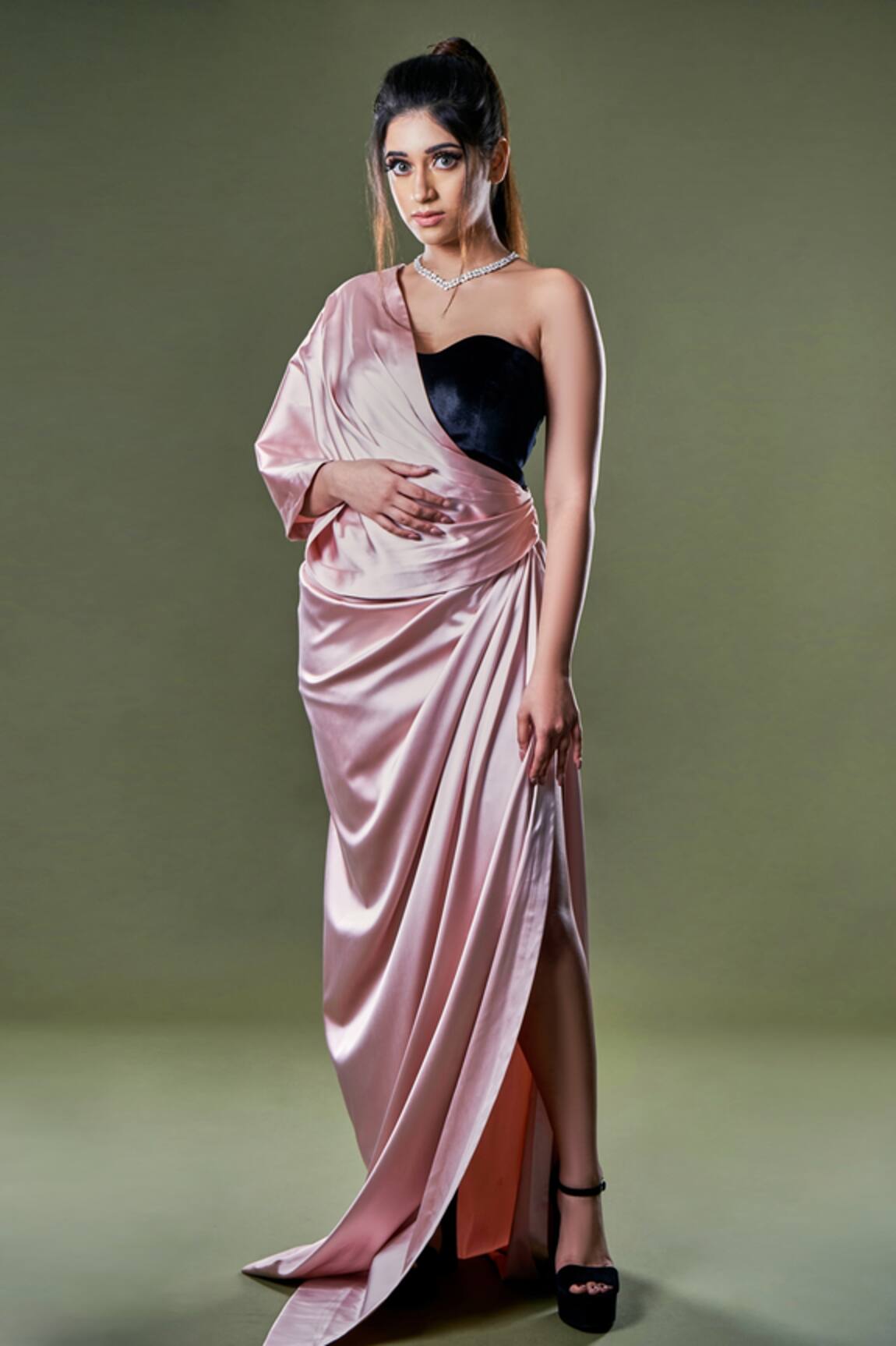 Asra Draped Satin Gown