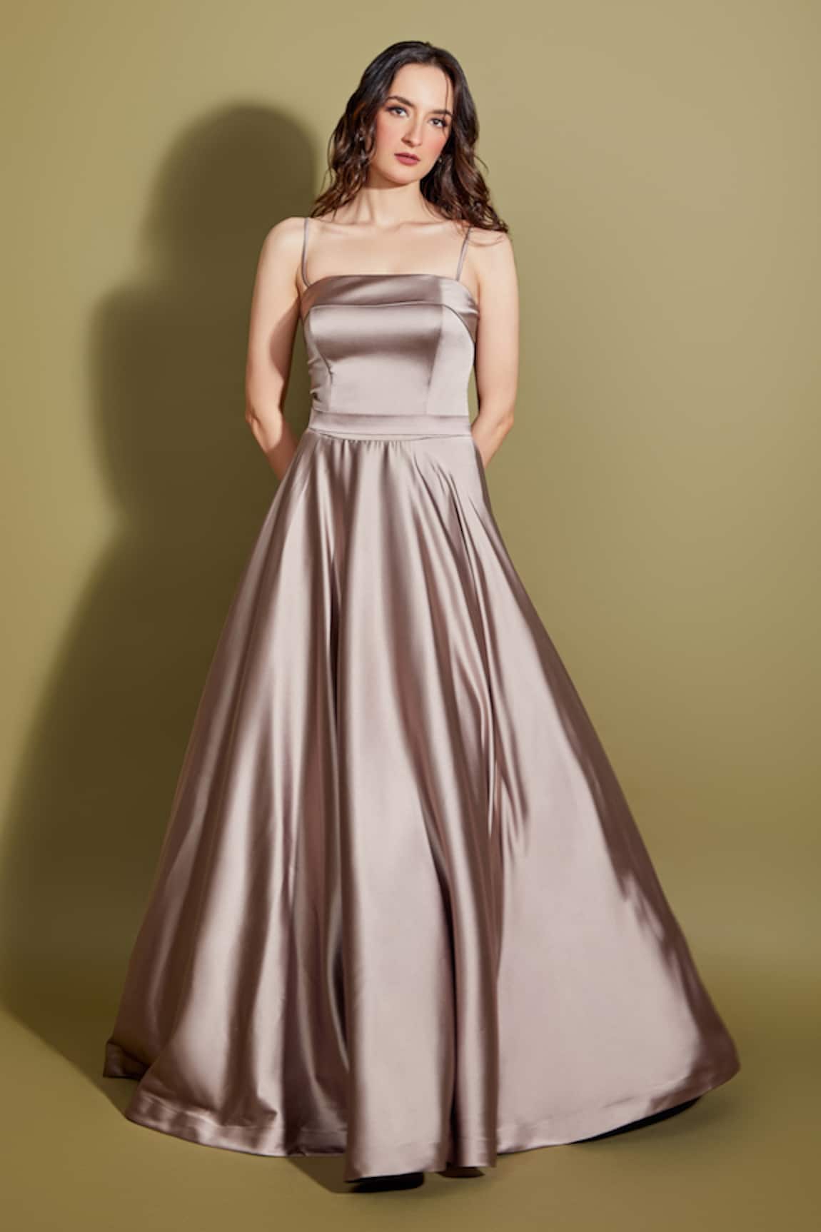 Asra Satin Flared Gown