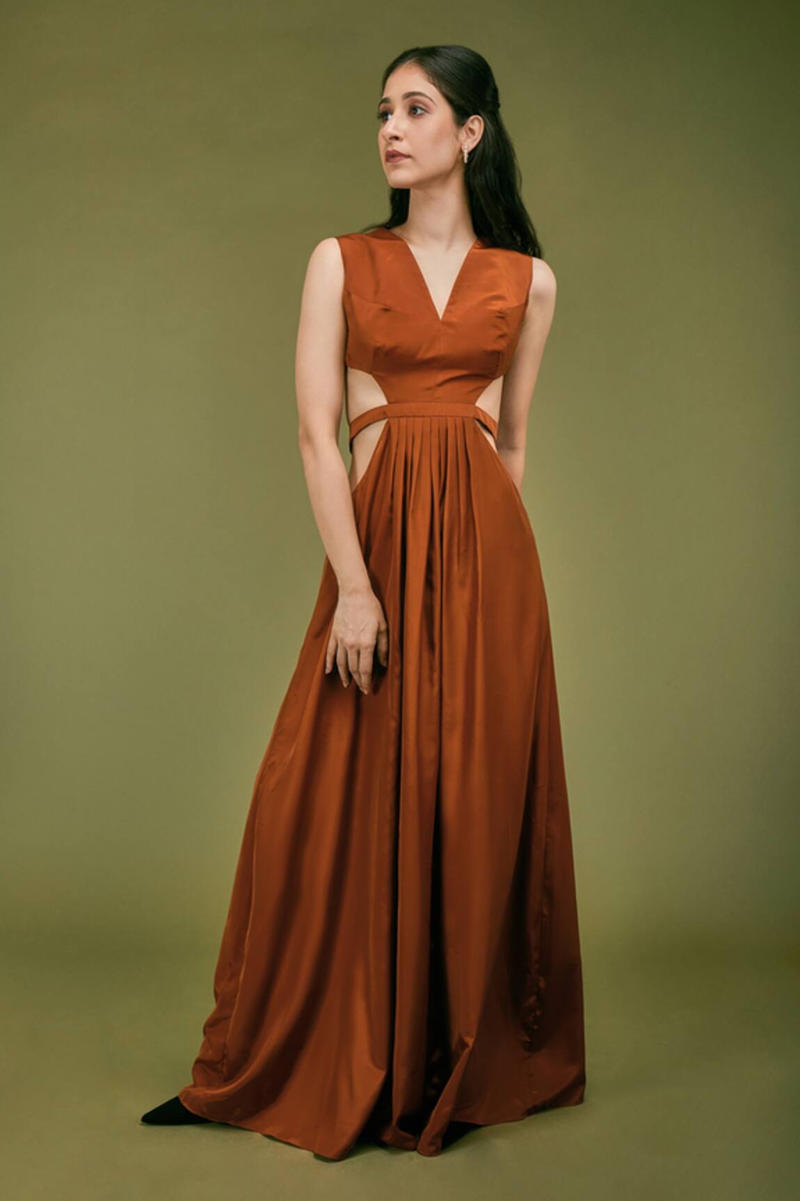 Asra Satin Side Cut-Out Gown